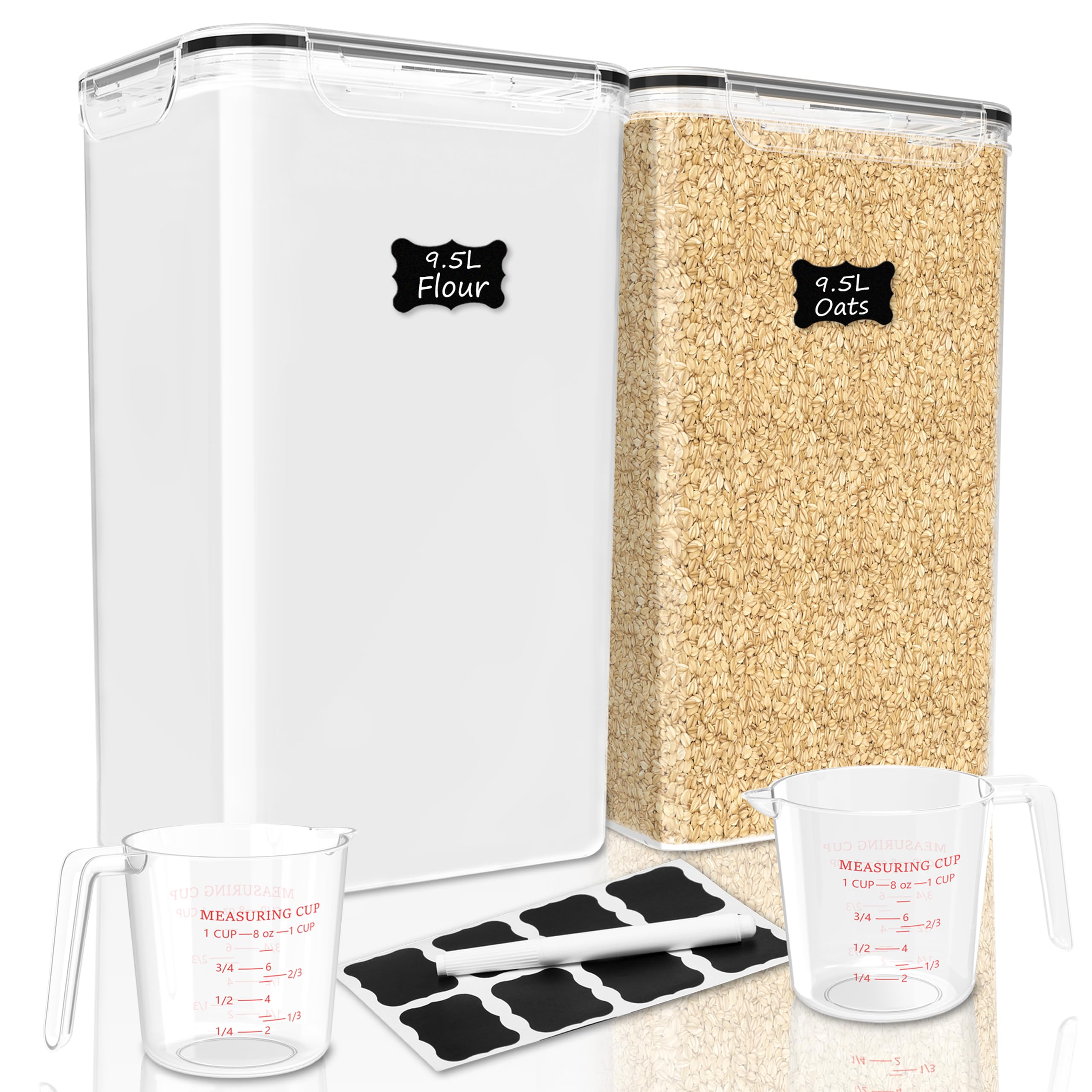FOOYOO 2 PC Flour Sugar Storage Containers (9.5L | 321 Oz) Extra Large Food Storage Containers with Lids  Airtight Leakproof BP