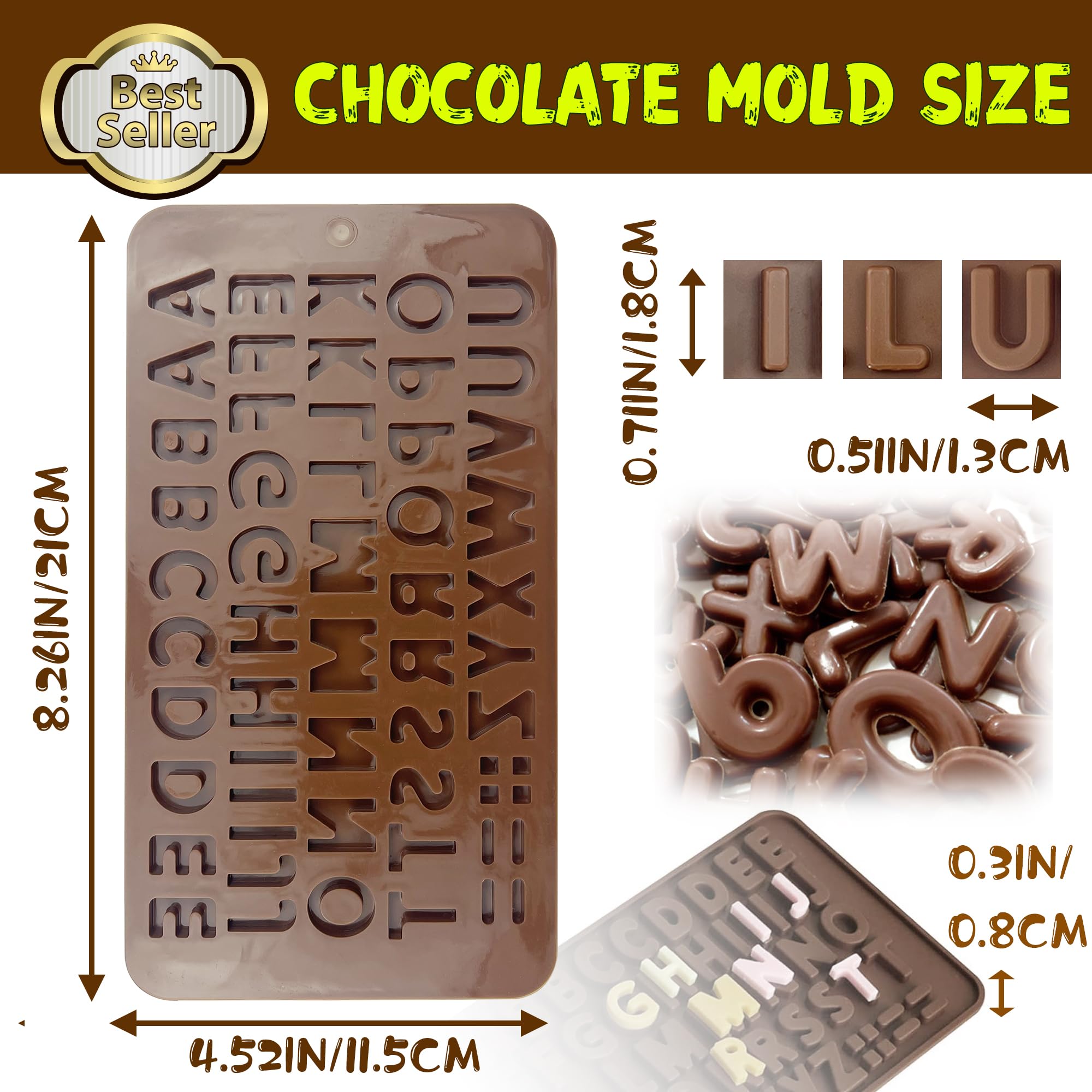 Rugvomwm Silicone Letter Mold Chocolate Molds - Non-Stick Letter Chocolate Mold, Made Of Food Grade Silicon, Perfect For Cake De