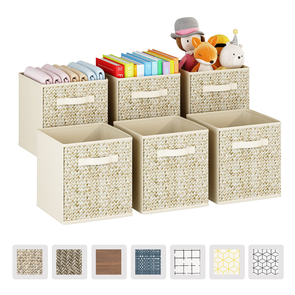 Wisdom Star 6 Pack Fabric Storage Cubes With Handle, Foldable 13X13X15 Inch Cube Storage Bins, Storage Baskets For Shelves, Stor