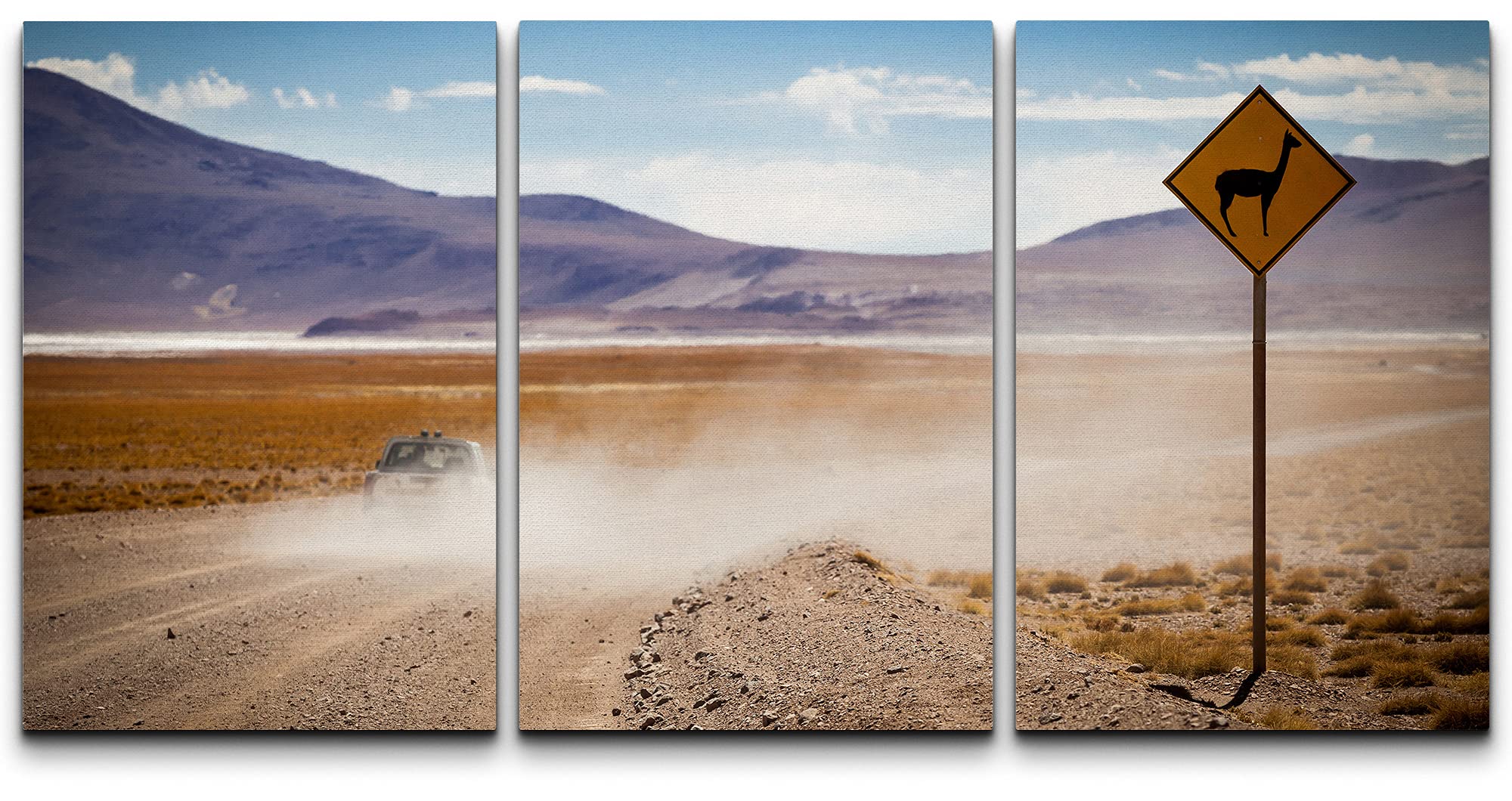 Wall26 Canvas Print Wall Art Set Llama Warning Sign In Bolivian Desert Nature Wilderness Photography Realism Rustic Landscape Co