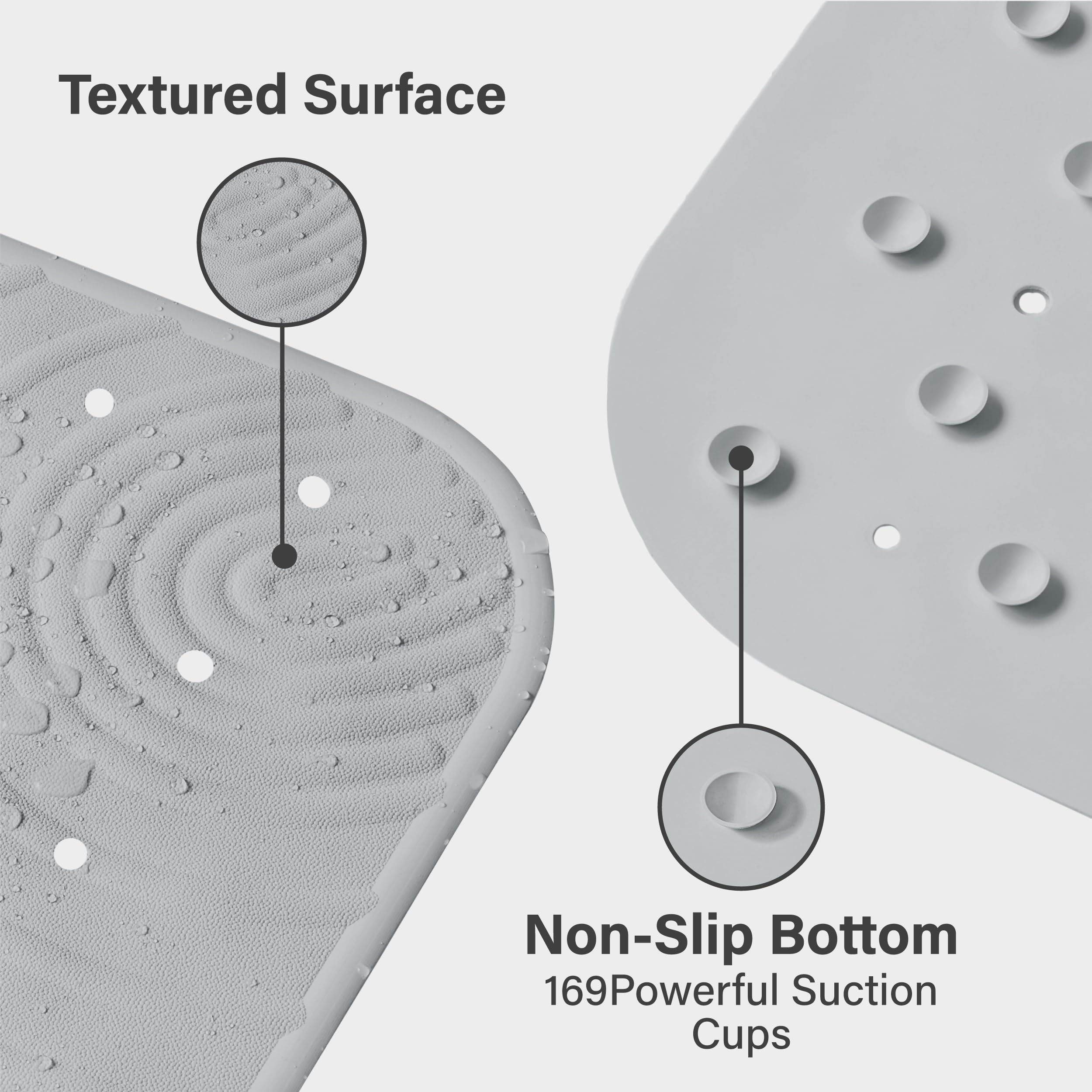 Selfsuite Extra Long Rubber Bathtub Mat, Non-Slip Shower Tub Mat, 39X16 Inch, Bath Tub Floor Mat With Suction Cups And Drainage