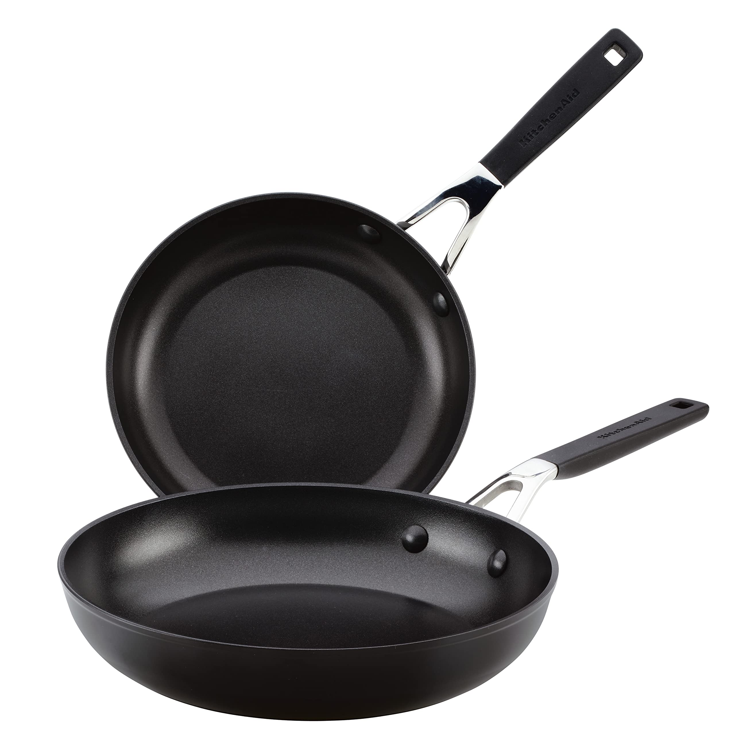 Kitchenaid Hard Anodized Nonstick Frying Pans/Skillet Set, 8.25 Inch And 10 Inch, Onyx Black