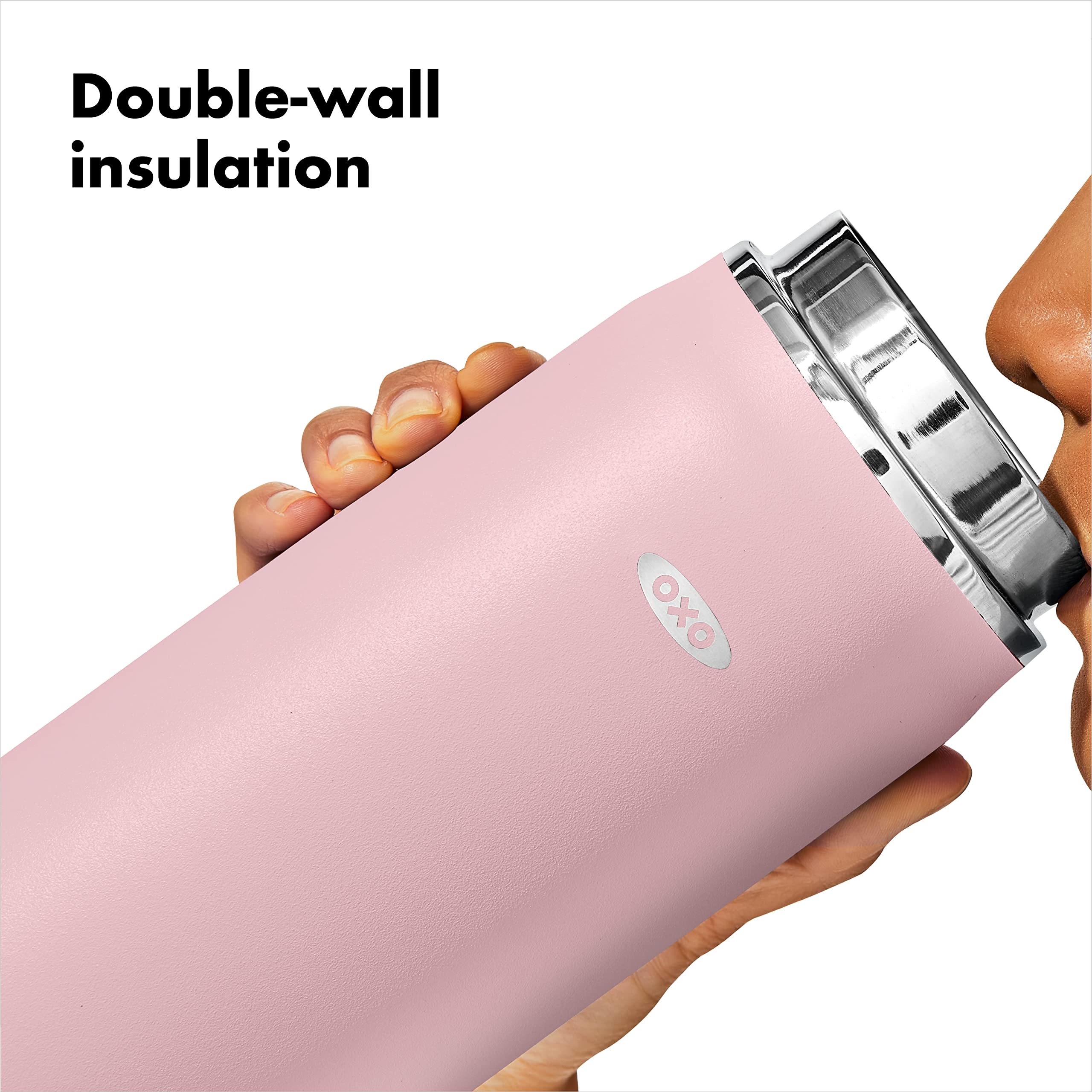 Oxo 40 Oz Insulated Handled Lid Water Bottle, Rose Quartz