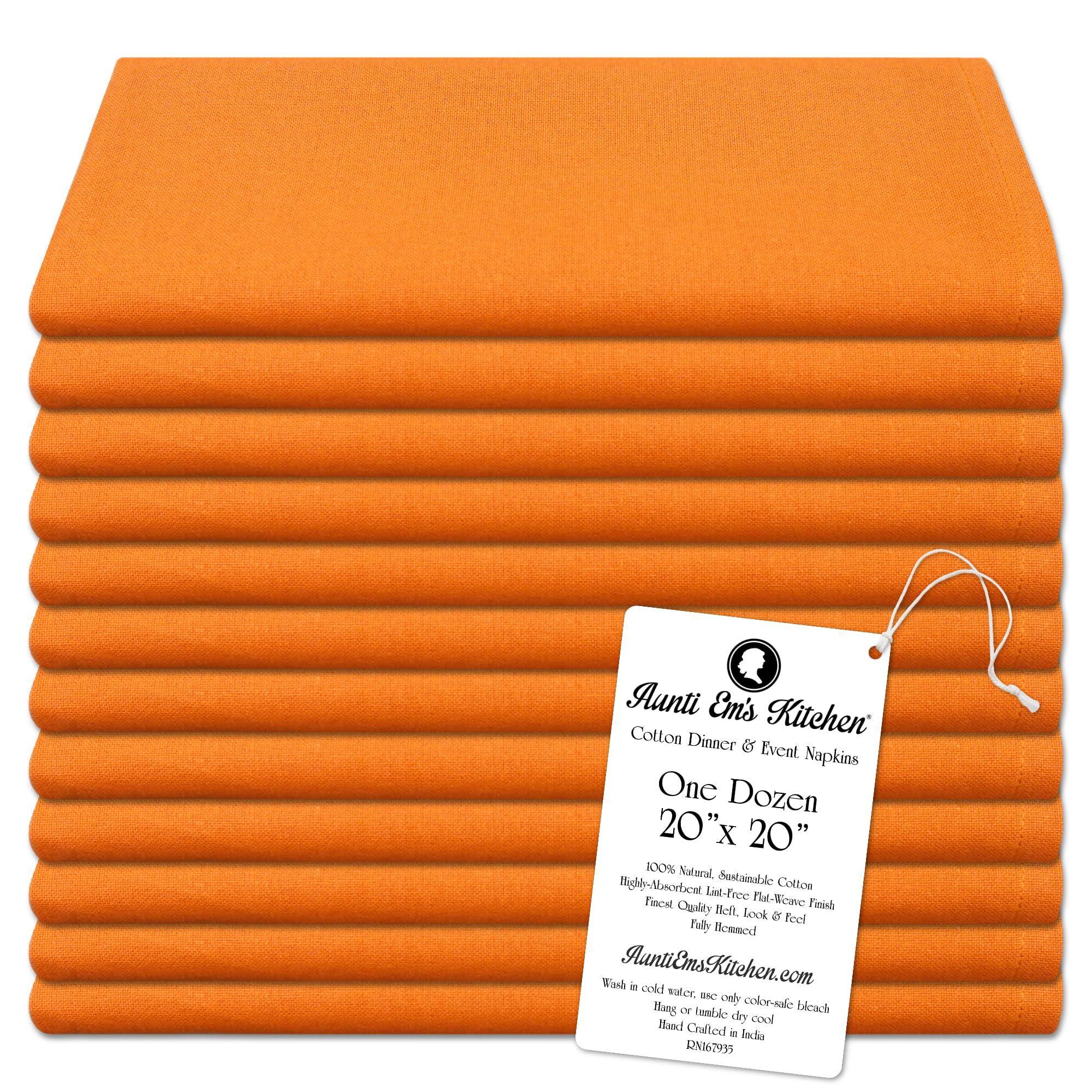 Aunti Em'S Kitchen Apricot Cotton Napkins Cloth 20 X 20 Oversized 100% Natural Bulk Linens For Dinner, Events, Weddings, Set Of