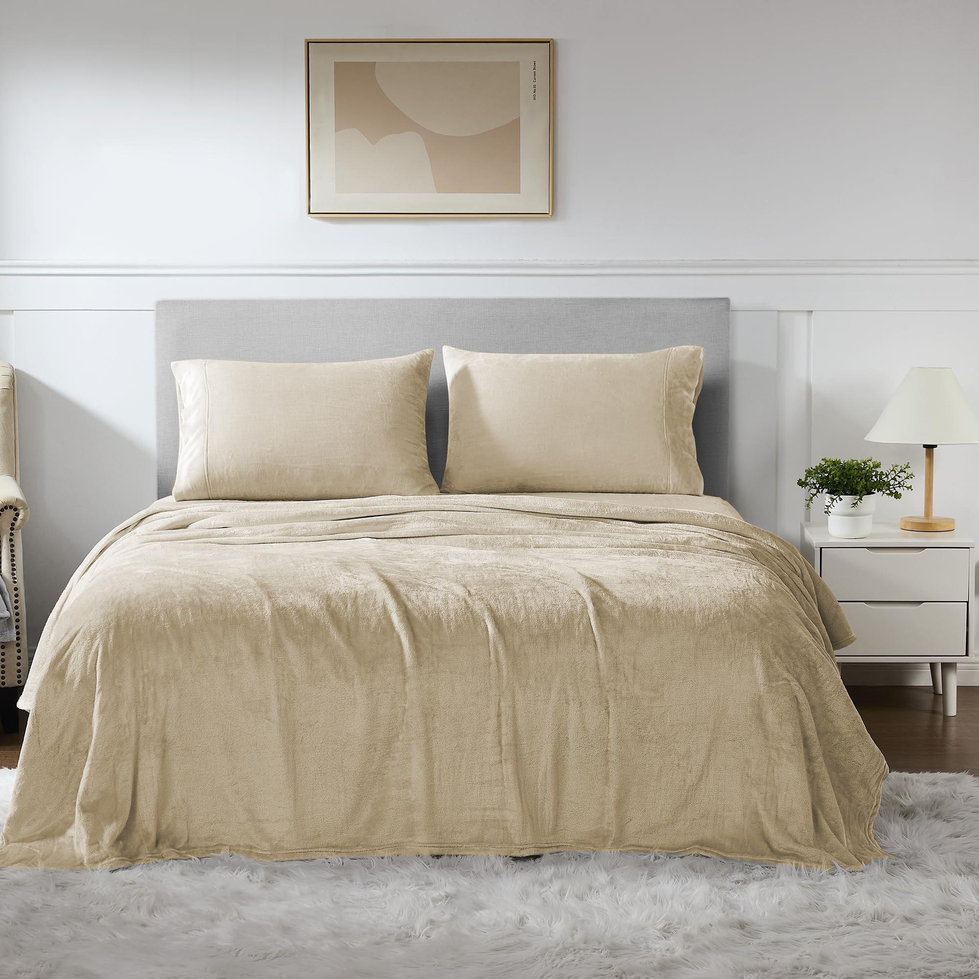 Fleece Sheets King Size  Deep Pocket Bedding Toasty Warm Microfleece Bed Sheets For Cold Weather Fall/Winter Comfort  Micro Fl