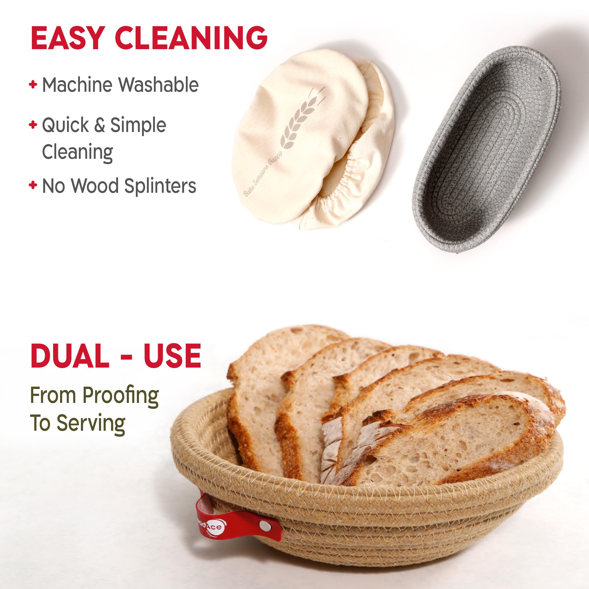 Kneadace Complete Sourdough Starter Kit, 24Oz Sourdough Starter Jar, Cotton Rope Proofing Baskets Bannetons, Bread Lame For Scor
