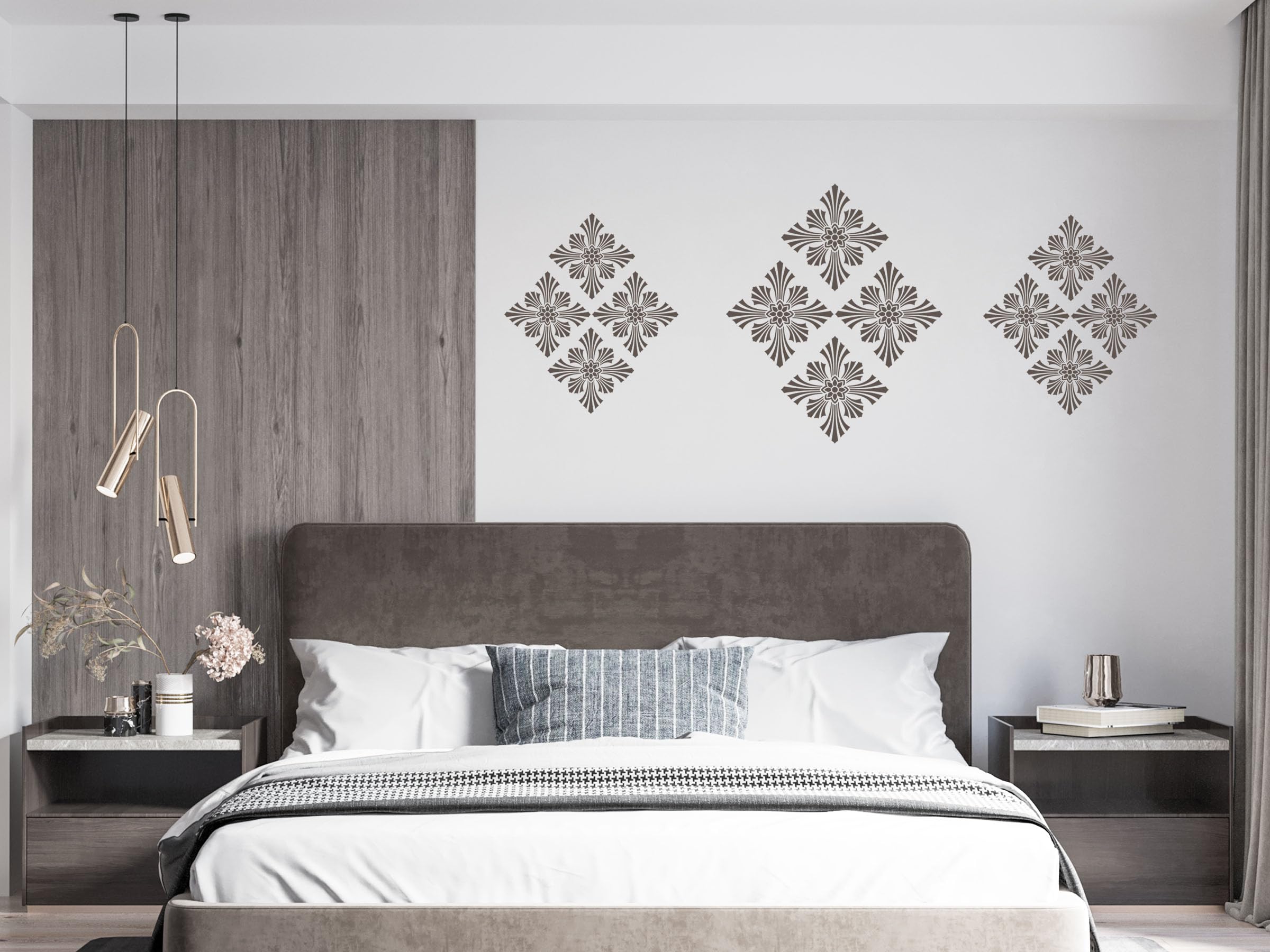 Arhat Stencils Glossy Pvc AsrE794 Beautiful Damask Motiff Wall DCor Stencils (Size:12W X 12L , 10W X 10L Inches)__For Craf