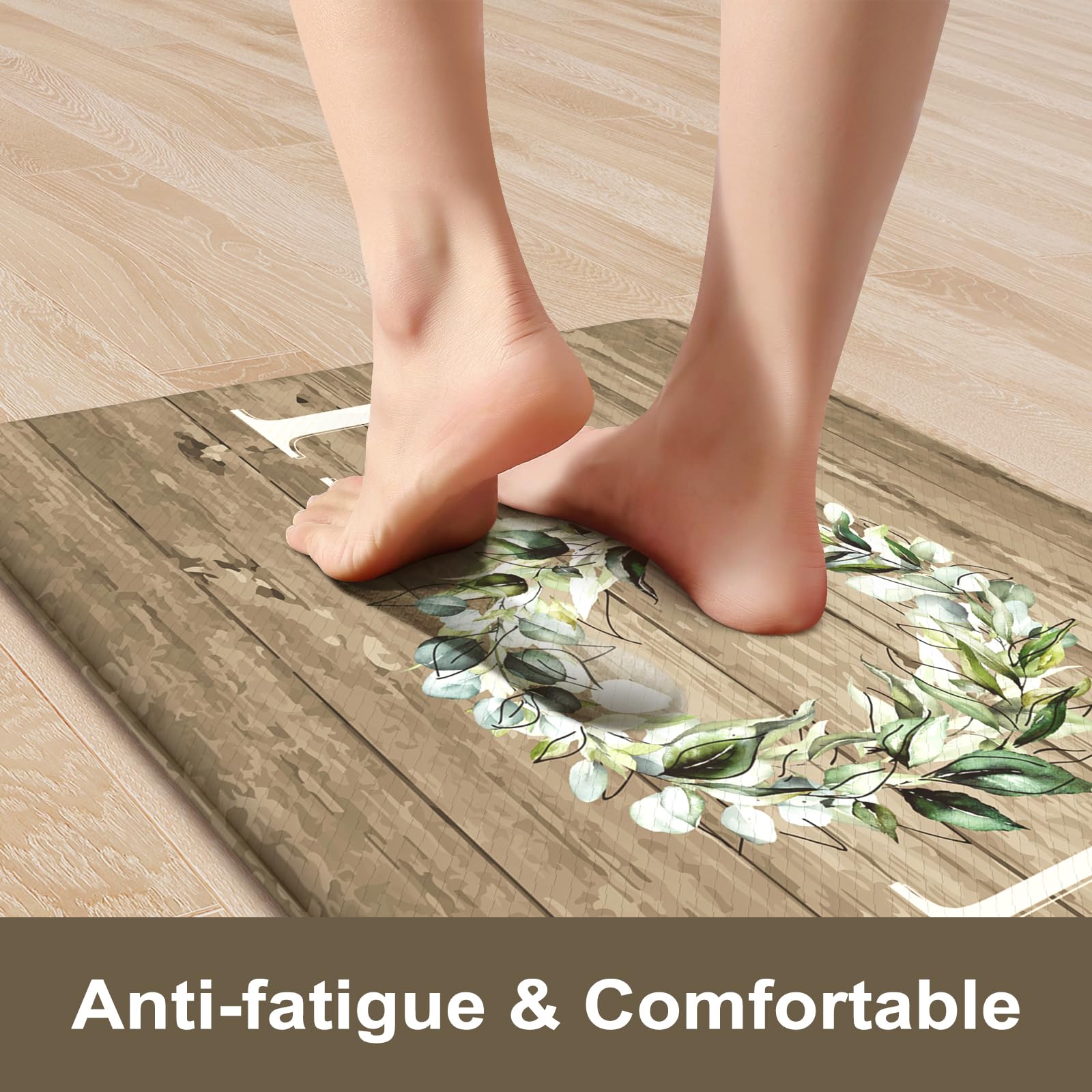 Kimode Kitchen Mats Cushioned Anti Fatigue, Farmhouse Kitchen Rugs, Kitchen Mats For Floor 2 Piece, Comfort Padded Kitchen Floor