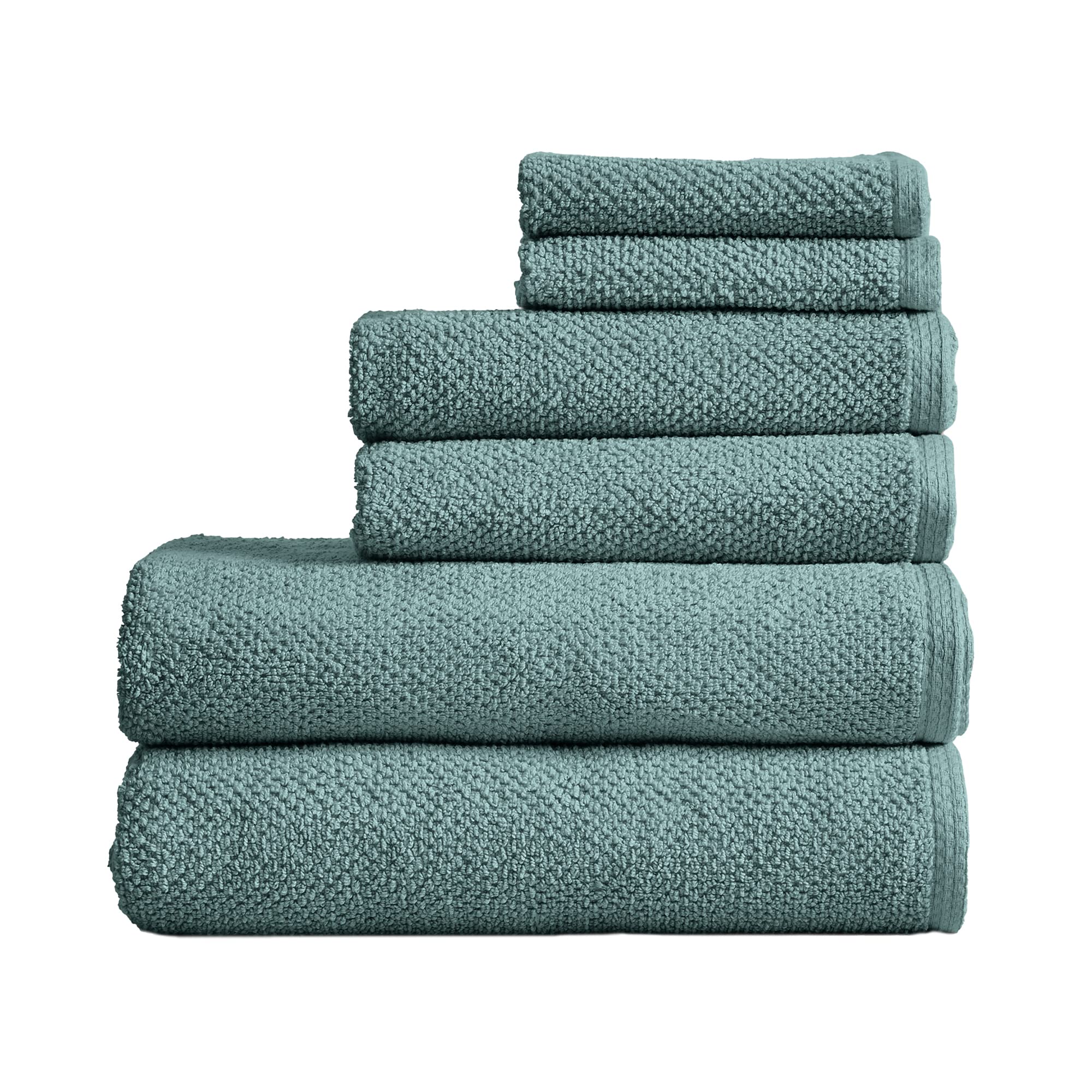 Great Bay Home 100% Cotton Bath Towels - Luxury 6 Piece Set - 2 Bath Towels, 2 Hand Towels, 2 Washcloths - Quick-Dry Absorbent T