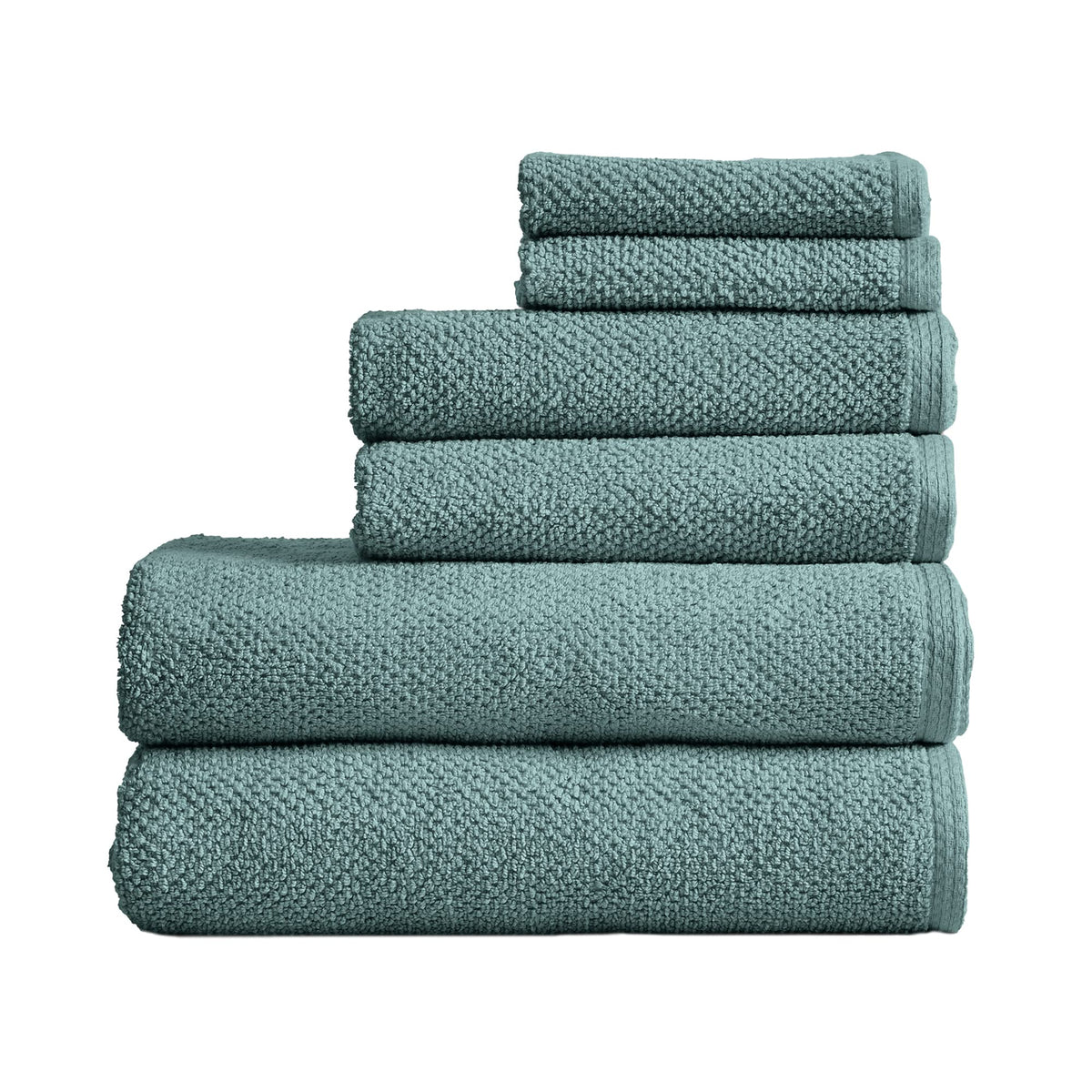 Great Bay Home 100% Cotton Bath Towels - Luxury 6 Piece Set - 2 Bath Towels, 2 Hand Towels, 2 Washcloths - Quick-Dry Absorbent T