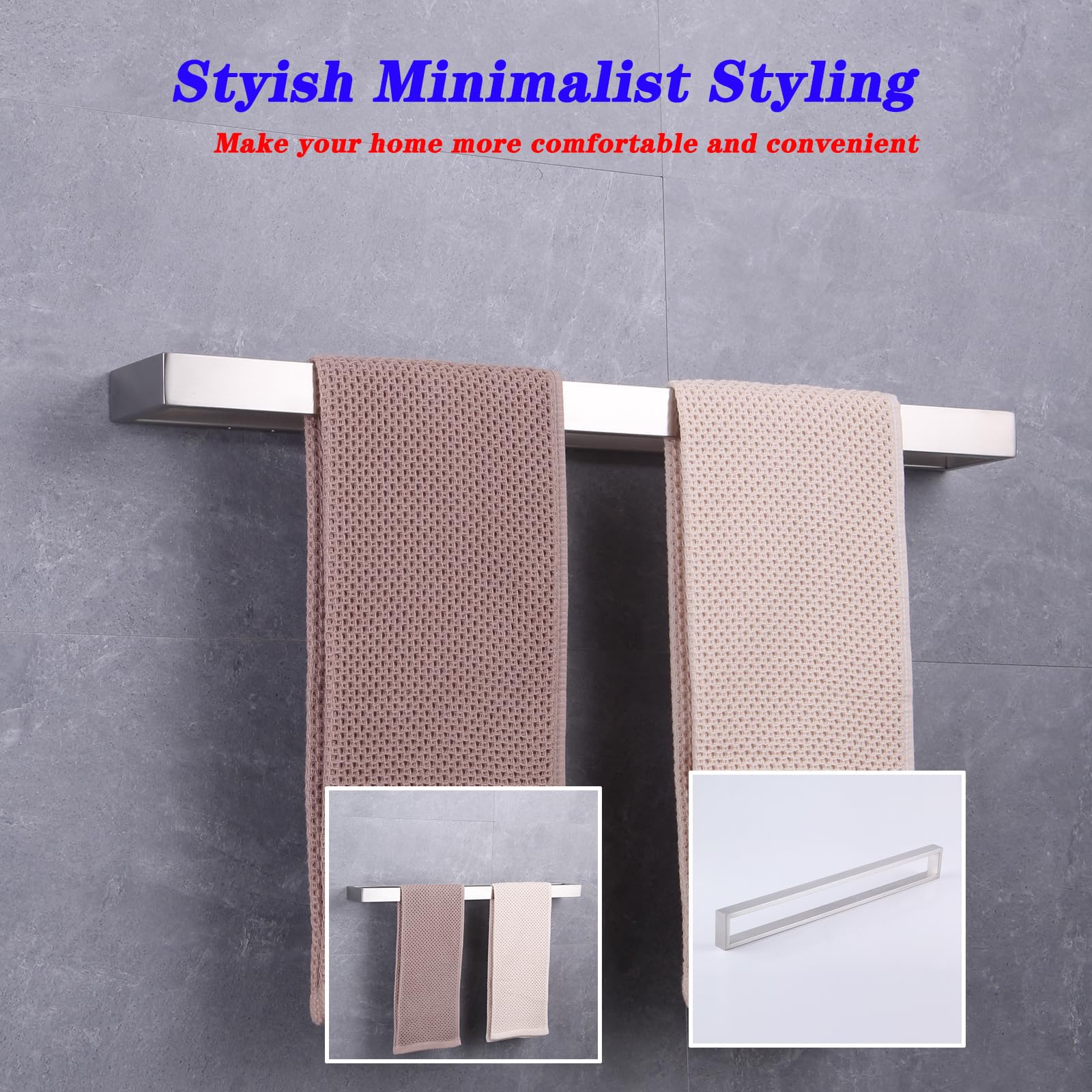 GERZWY 36-Inch Bathroom Towel Bar Stainless Steel Bath Towel Bar Modern Style Wall Mount Brushed Finish