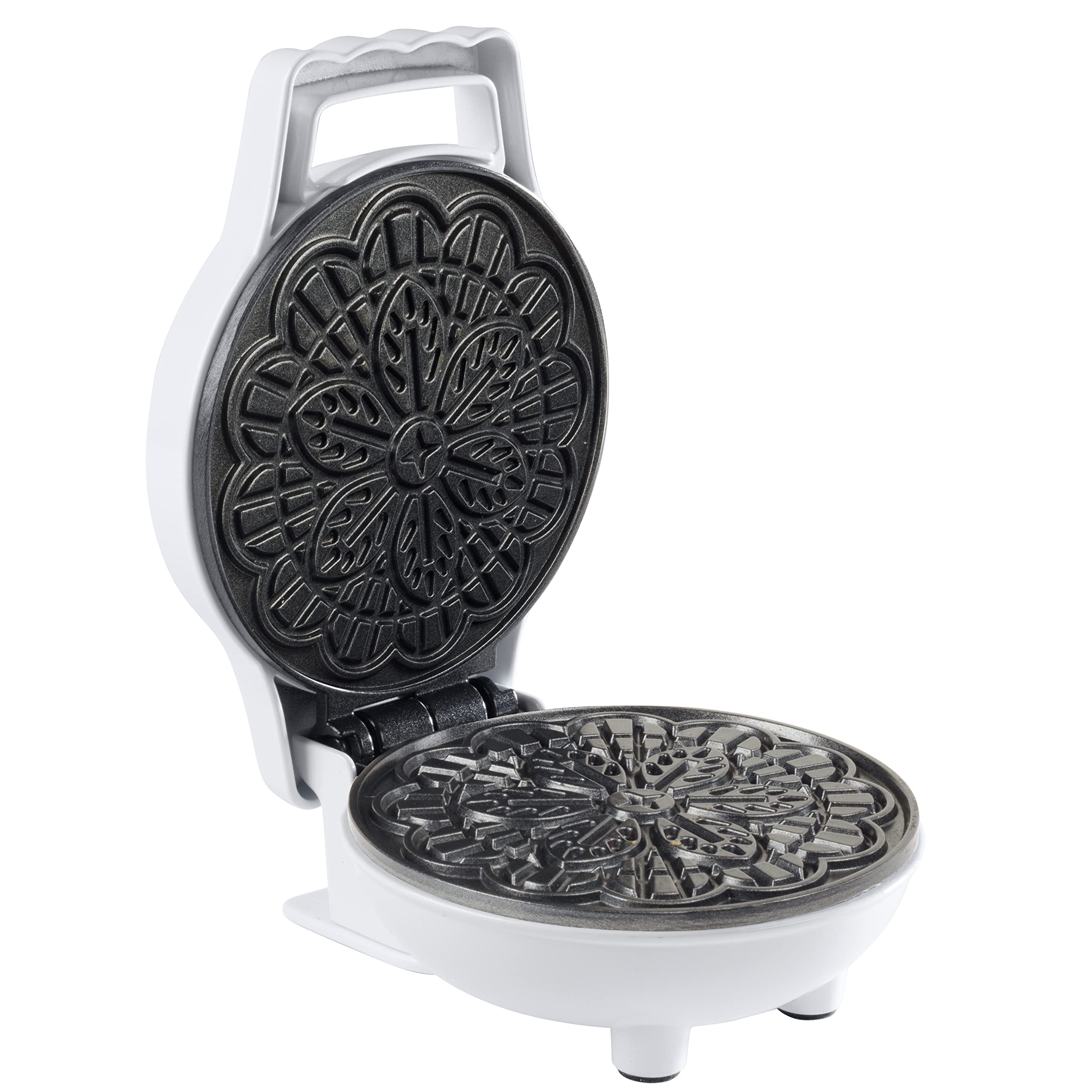 Mini Electric Pizzelle Maker - Makes One Personal Tiny Sized 4'' Traditional Italian Cookie In Minutes- Nonstick Easy To Use Pre