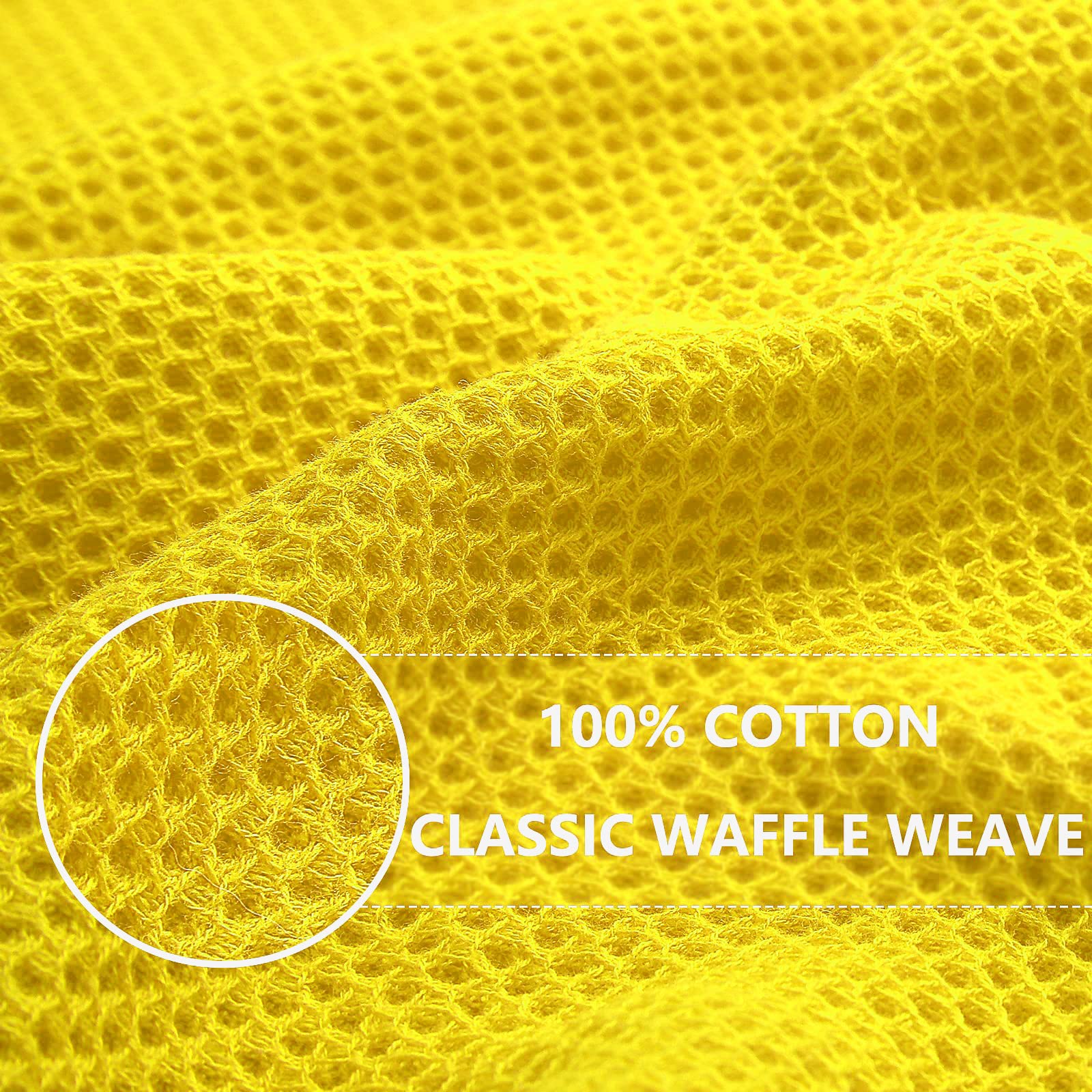 Homaxy 100% Cotton Waffle Weave Kitchen Dish Cloths, Ultra Soft Absorbent Quick Drying Dish Towels, 12 x 12 Inches, 6-Pack, Yell