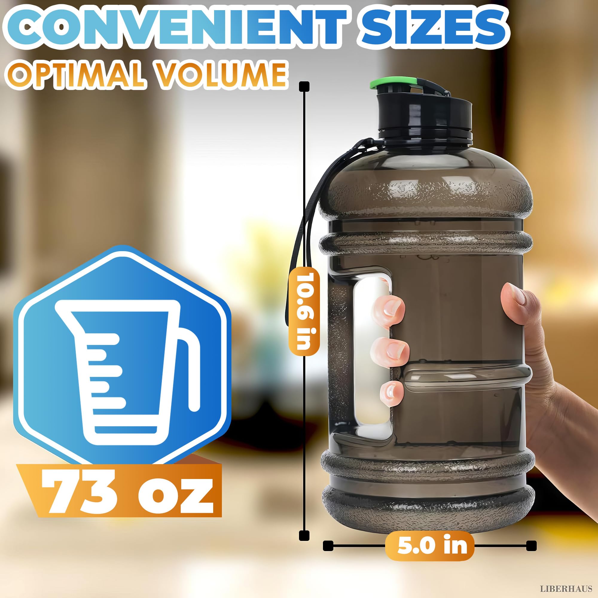Half Gallon Water Bottle With Handle - 2.2L Reusable Water Bottle For Gym Camping Water Jug Half Gallon Bottle - Gym Water Bottl