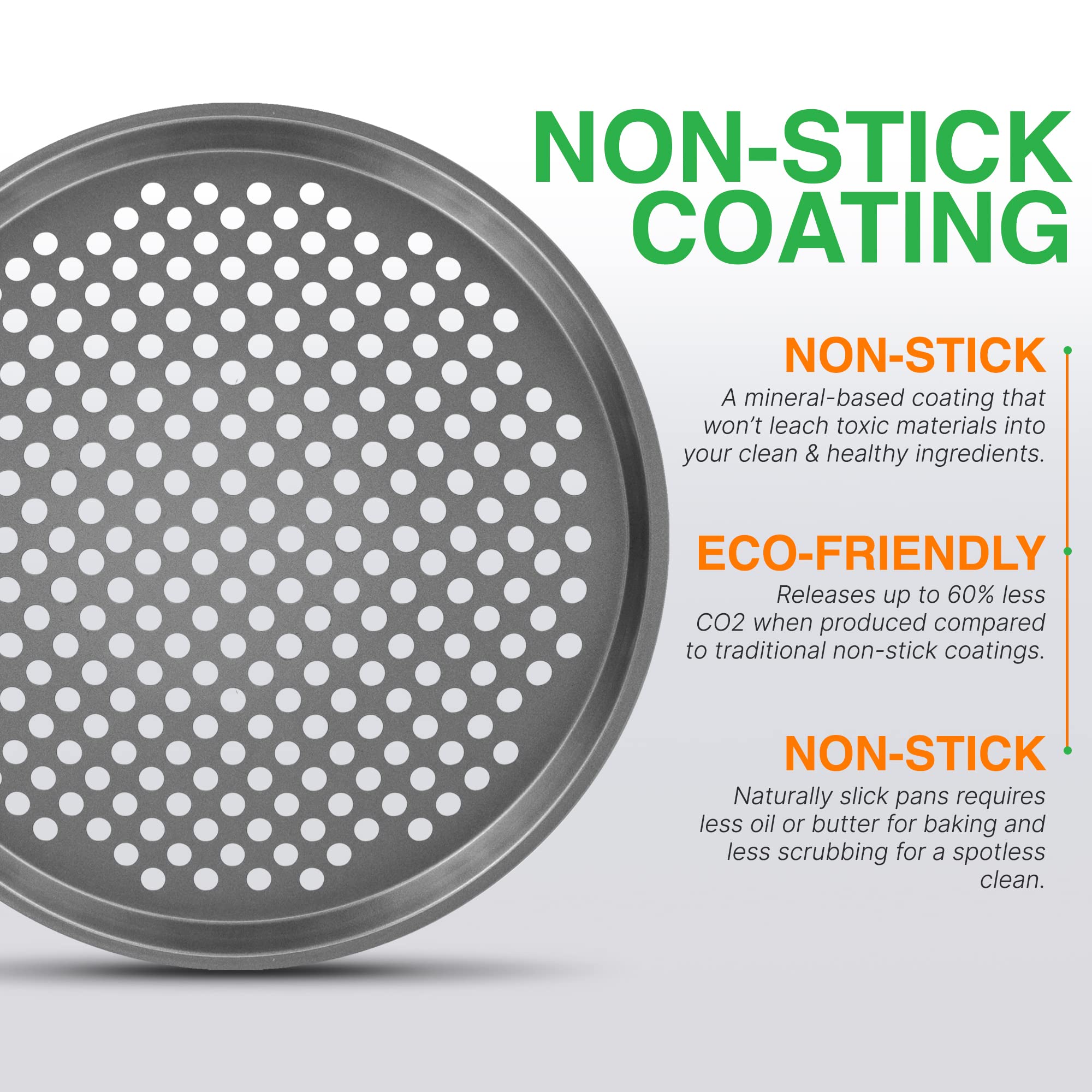 Nutrichef 12.8 Inch Nonstick Pizza Pan For Oven - Carbon Steel Pizza Baking Tray With Airflow Holes - Premium Bakeware For Fresh