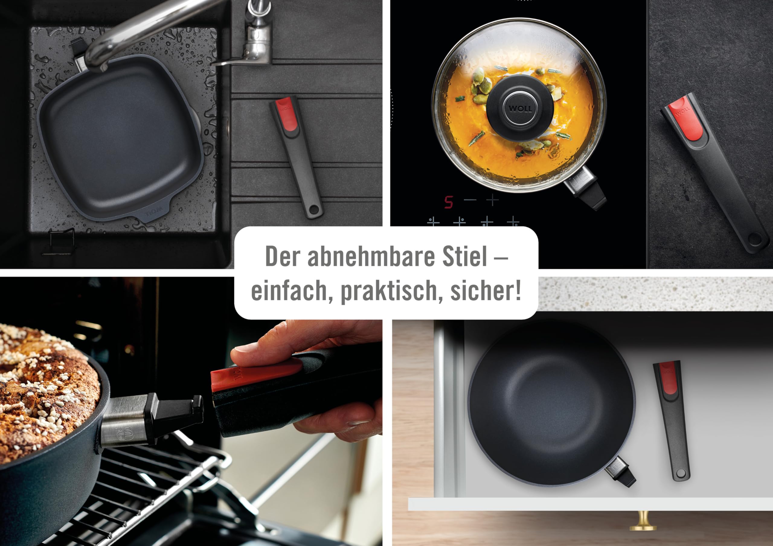 Woll Diamond 1532DPI Lite Cast Frying PaN Suitable for Induction cookers  32 CM Diameter  5 CM High with Removable Handle
