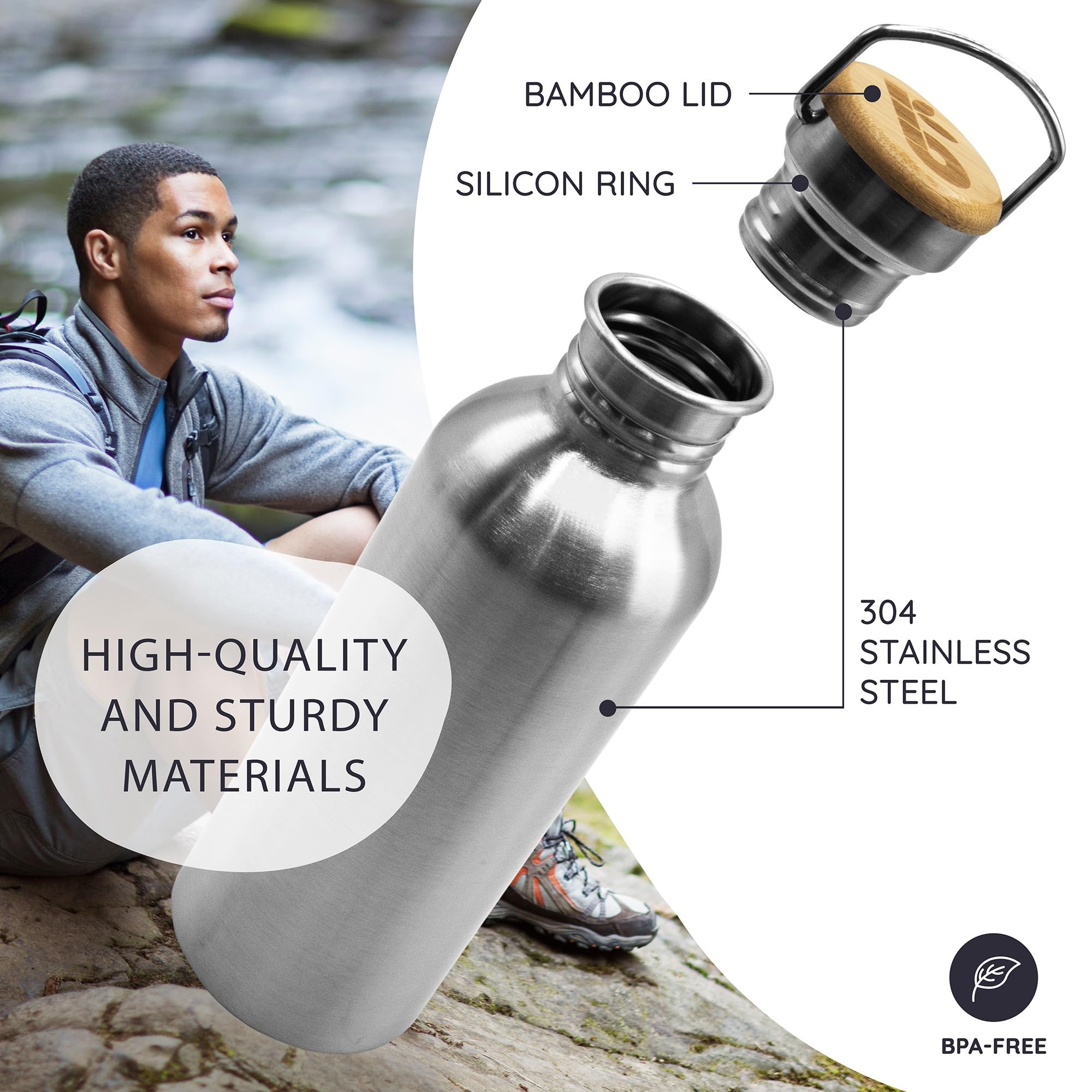 Bambaw 16 Oz Water Bottle  Water Bottle Stainless Steel  Non-insulated Single Wall Stainless Steel Water Bottle  Steel Water Bottle  Metal Water Bottle  Reusable Water Bottle  Water Bottle 500ml