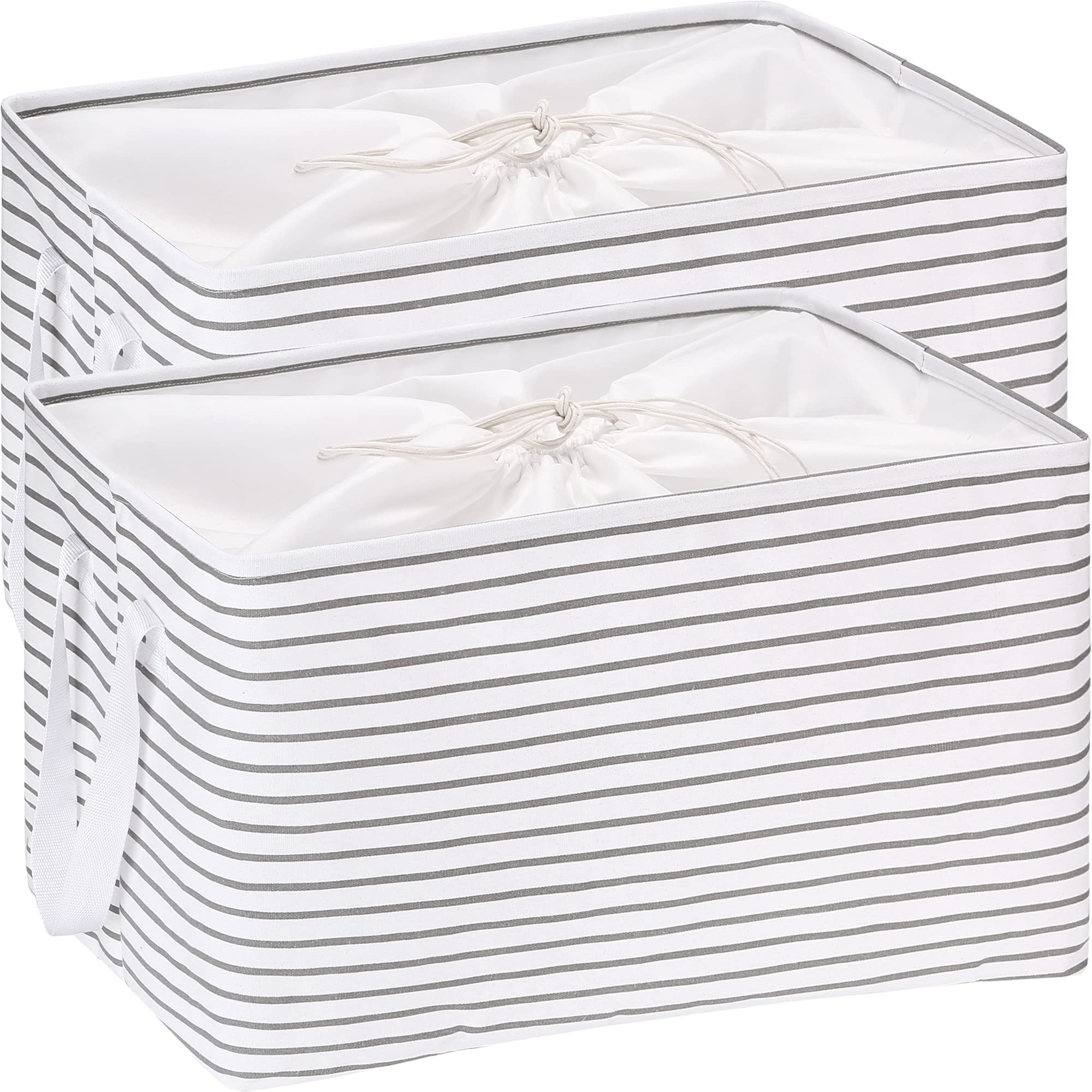 Hinwo 102L XXL Storage Bins, 2-Pack Closet Organizers and Storage, Foldable Clothes Storage Baskets with Handles, Containers for
