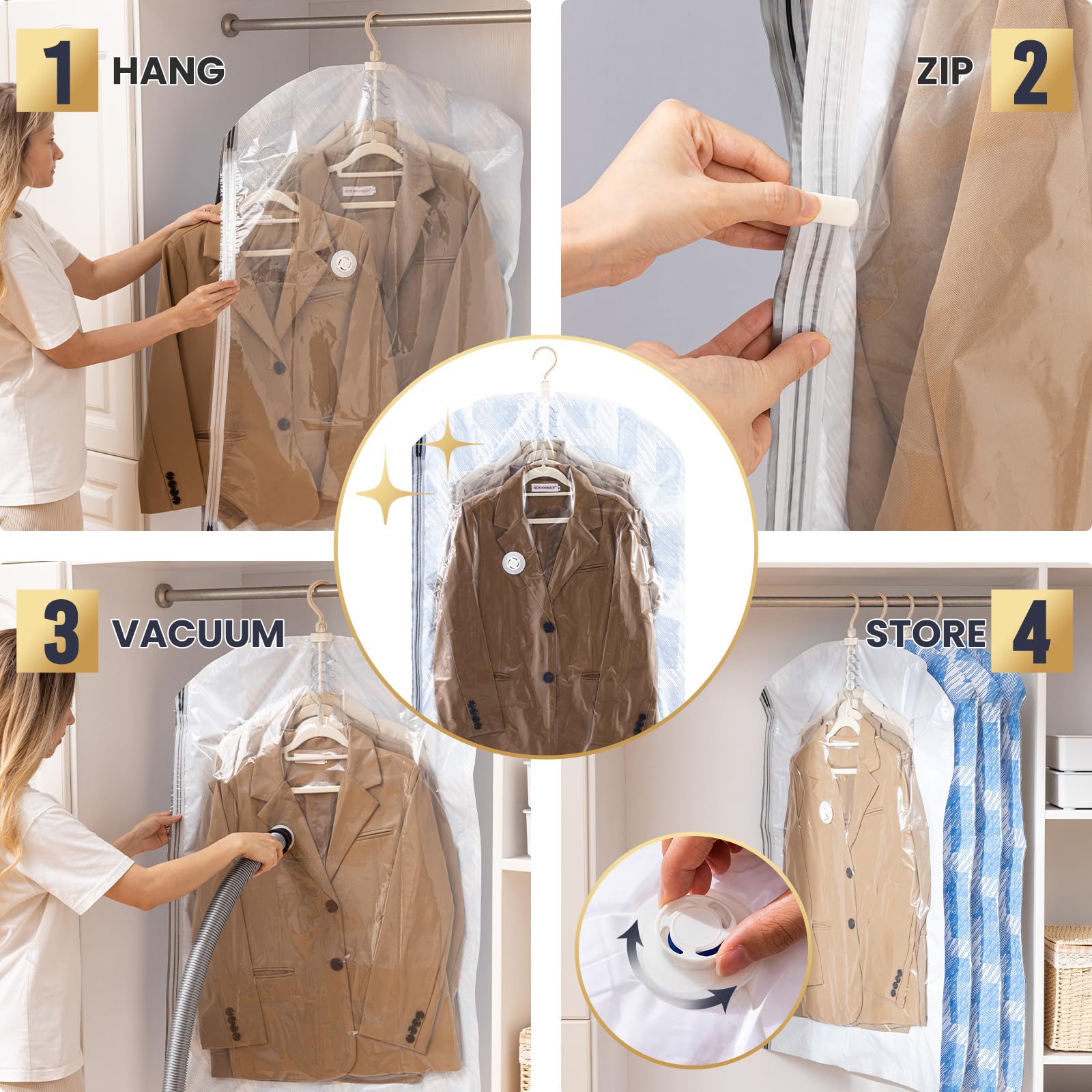 Taili Hanging Vacuum Storage Bags Space Saver Bags, Vacuum Sealer Bags For Clothing, Suits And Jackets, Closet Organizers And St