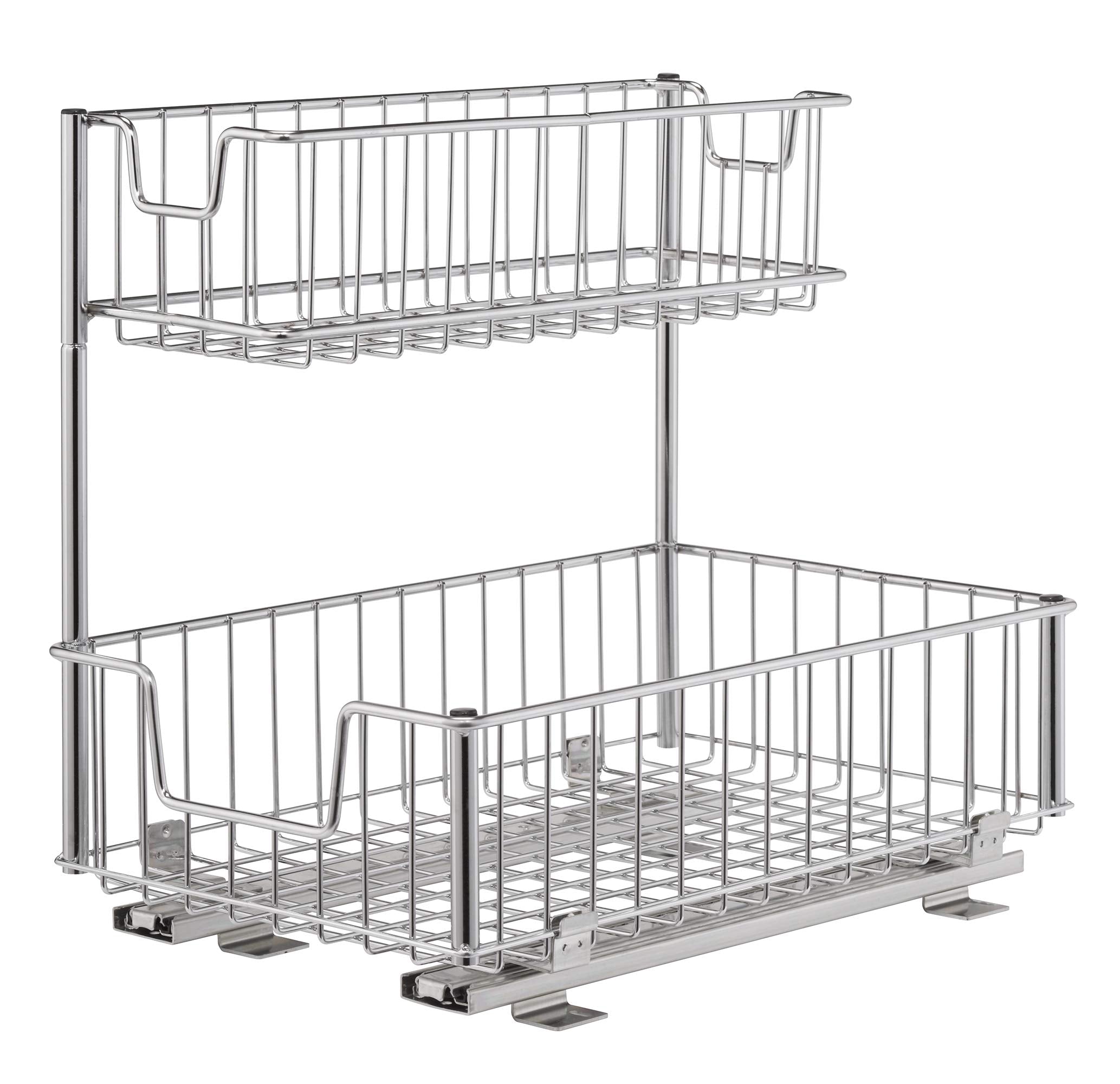 Trinity Sliding Undersink 2 Baskets For Kitchen And Bathroom Cabinet Organization And Storage, 50 Pound Capacity, 11.5    W X 17