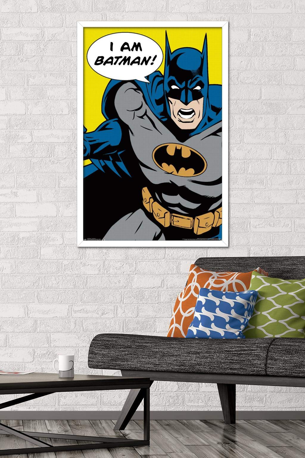 Trends International Dc Comics - Batman - I Am Batman Wall Poster, 22.375'' X 34'', White Framed Version