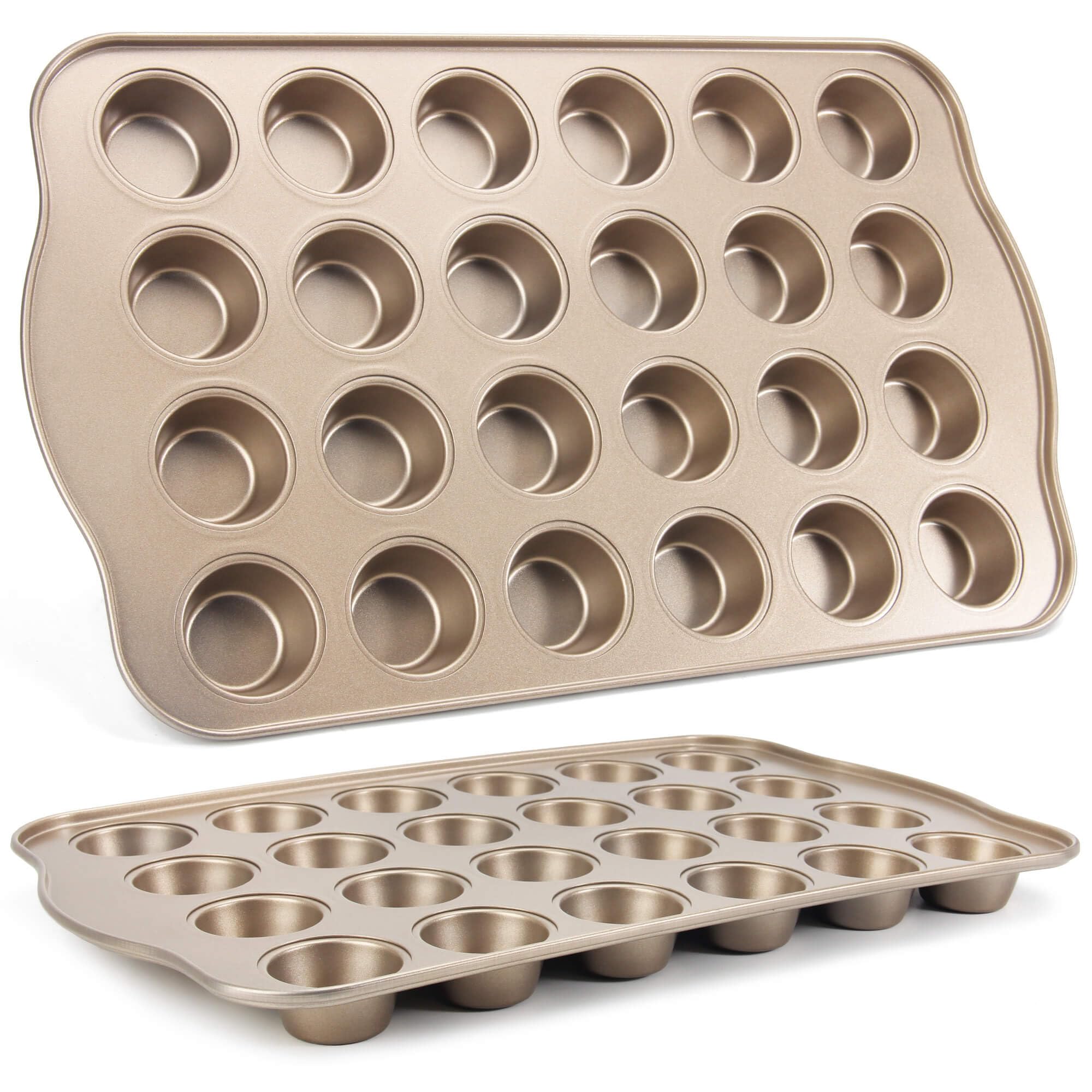 TAOUNOA Mini Muffin Cupcake Pans 2 Pack, 24-Well Nonstick Mini Muffin Tin, PTFE Free and Dishwasher Safe