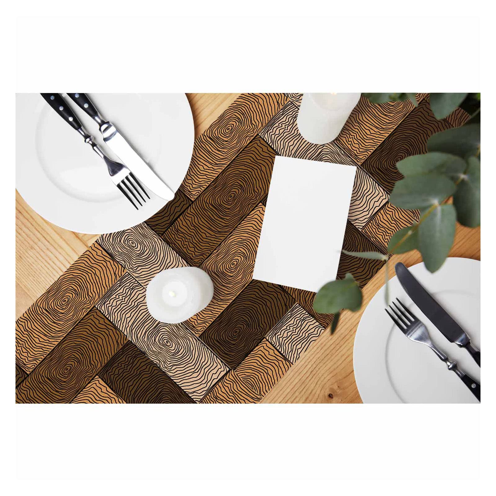 Hosnye Table Runner Brown Wooden Colored Parquet,Cotton Linen Table Runner Decoration For Kitchen Family Dinner Table Holiday Pa