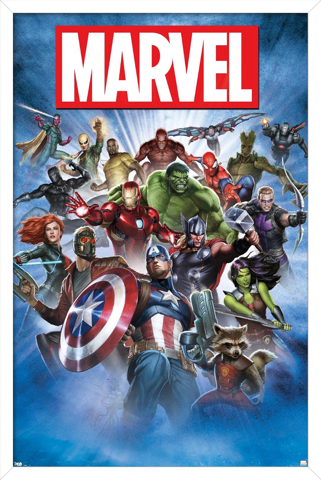 Trends International Marvel Comics - Group Shot Wall Poster, 14.725'' X 22.375'', White Framed Version