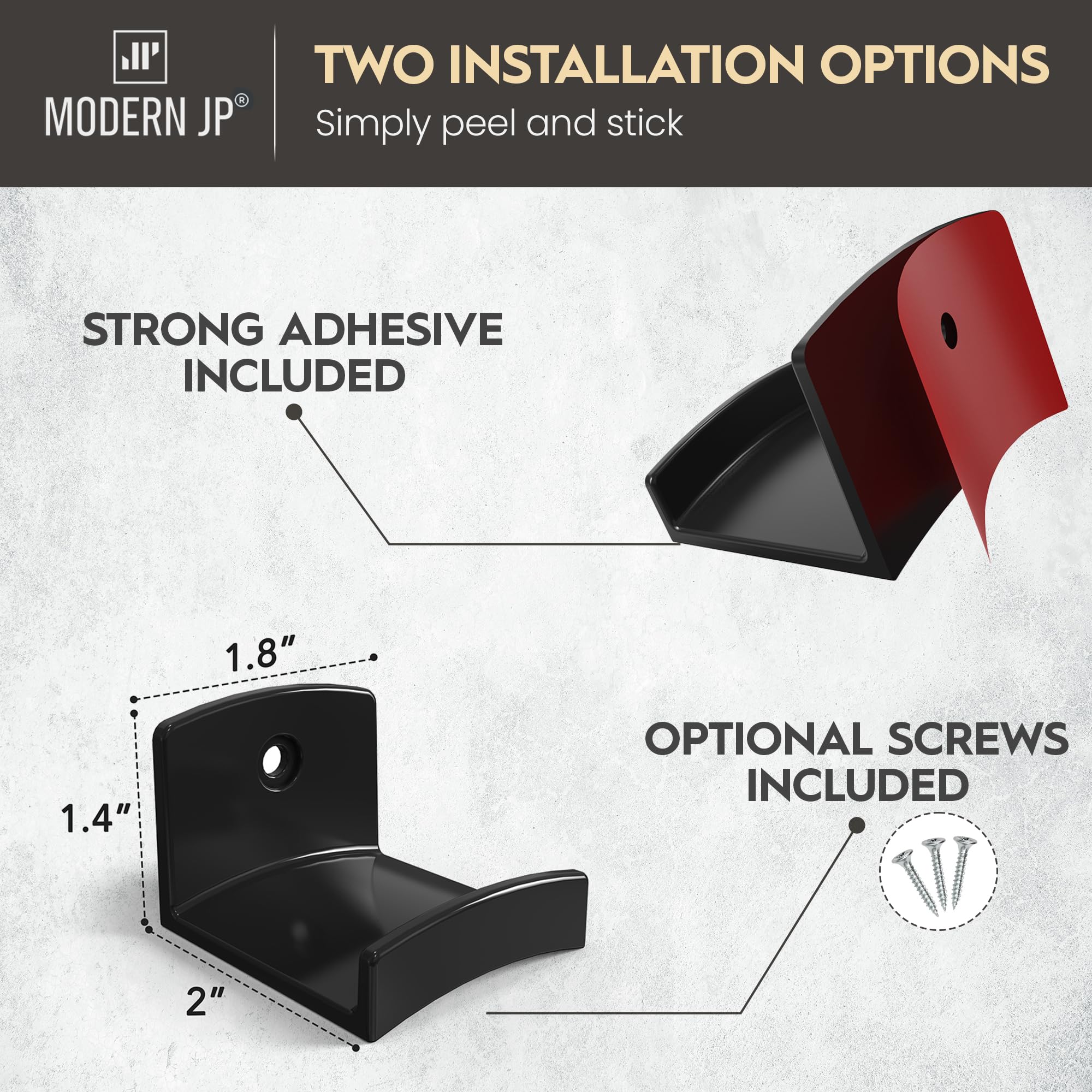 Modern JP Adhesive Hat Hooks for Wall (20-Pack) - Cowboy Hat Rack, Wide Brim Hat Organizer, Strong Hold Hat Hangers for Wall - B