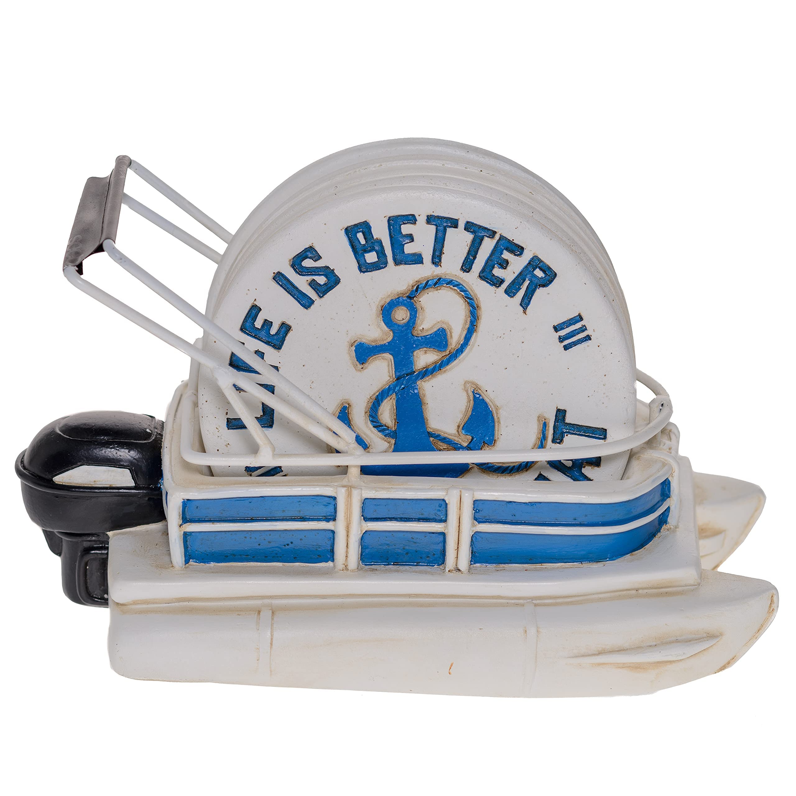 Pine Ridge Life Is Better On A Boat Coasters For Drinks With Pontoon Boat Holder Design - Lake Life Gifts, Water Absorbent Coast