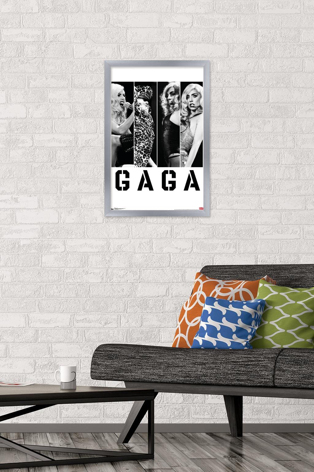 Trends International Lady Gaga - Photo Bars Wall Poster, 14.725'' X 22.375'', Silver Framed Version