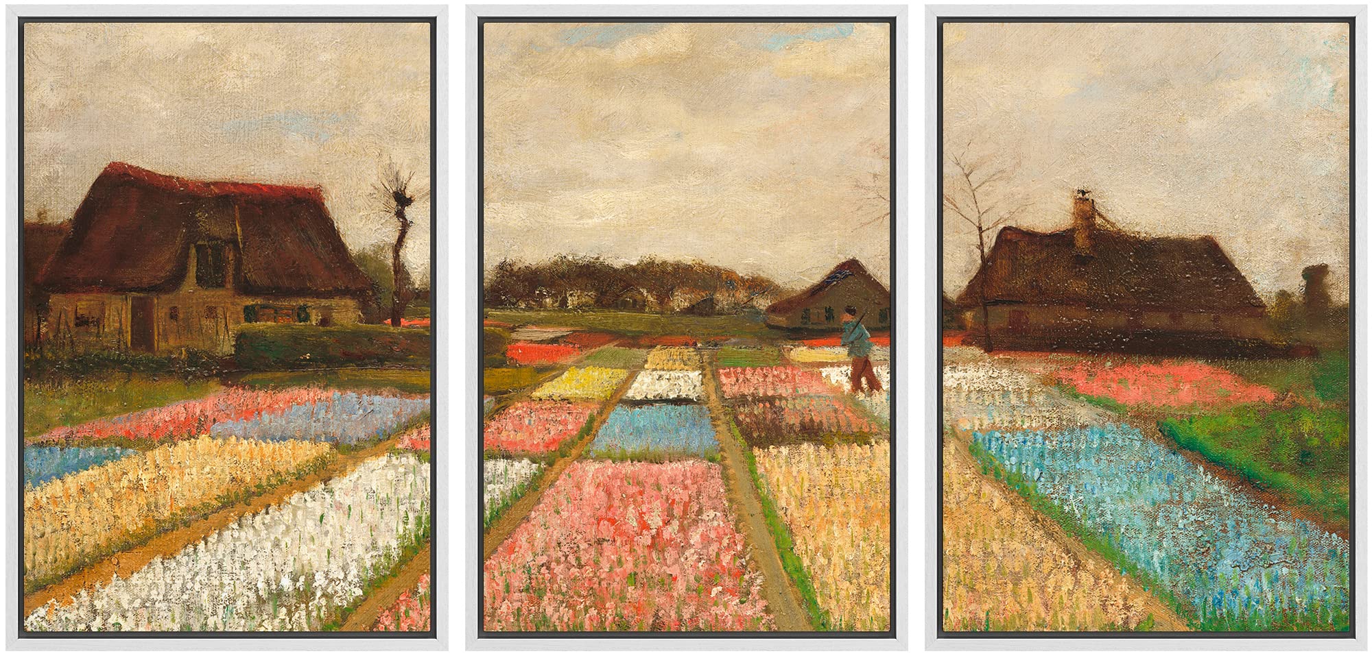 Wall26 Framed Canvas Print Wall Art Set Bulb Fields By Vincent Van Gogh Nature Wilderness Illustrations Fine Art Relax/Calm Mult