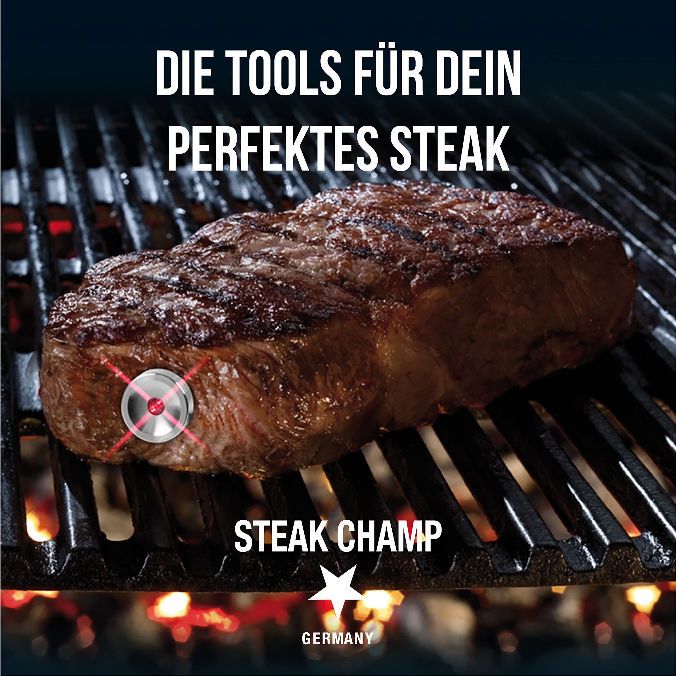 Steakchamp 3C Black, The Steak Thermometer, 3-Color Led Thermometer - Version 2021