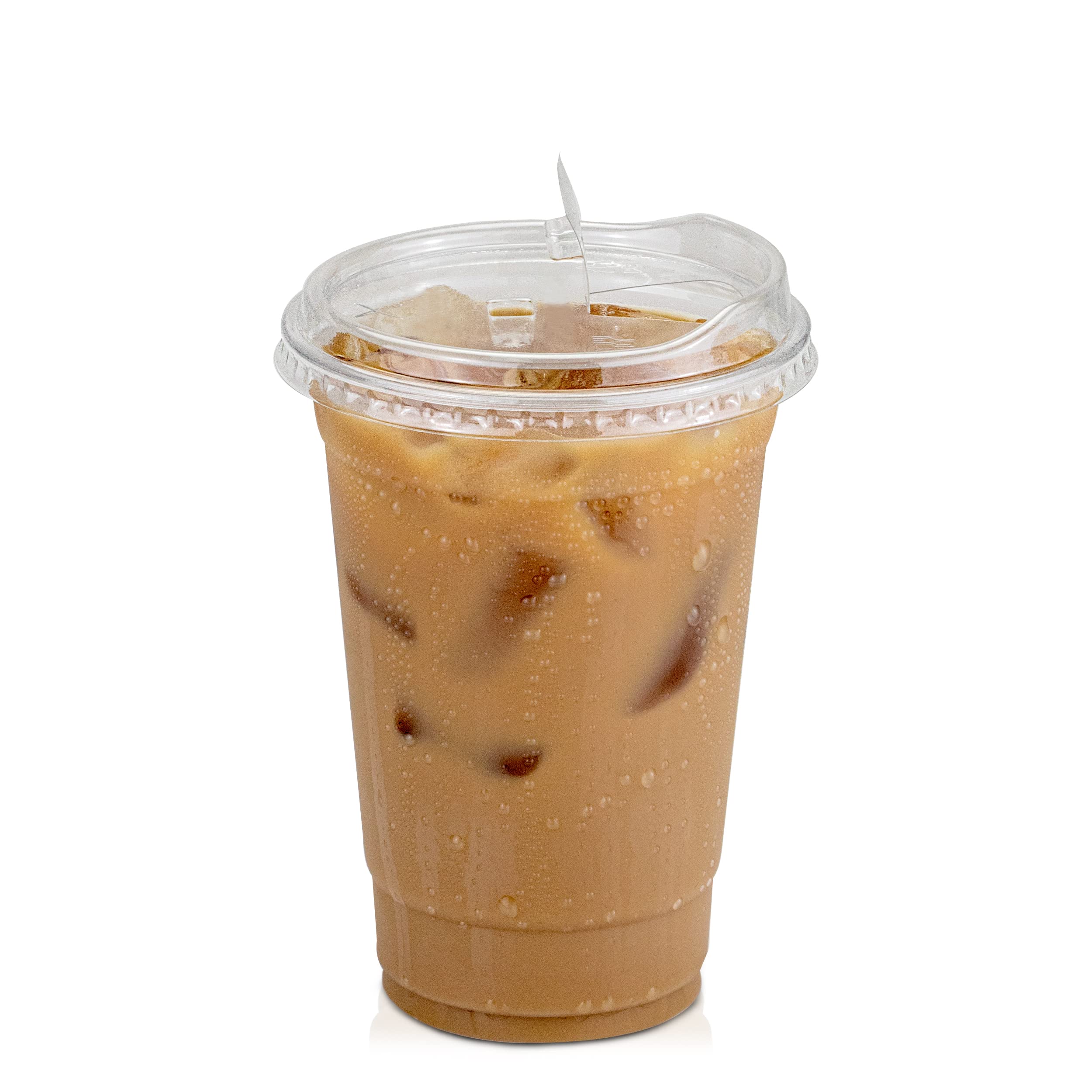 [50 Pack] Disposable Strawless Plastic Cups With Lids - 20 Oz Clear Plastic Cups And Sippy Cups Lids, Perfect Eco-Friendly To Go