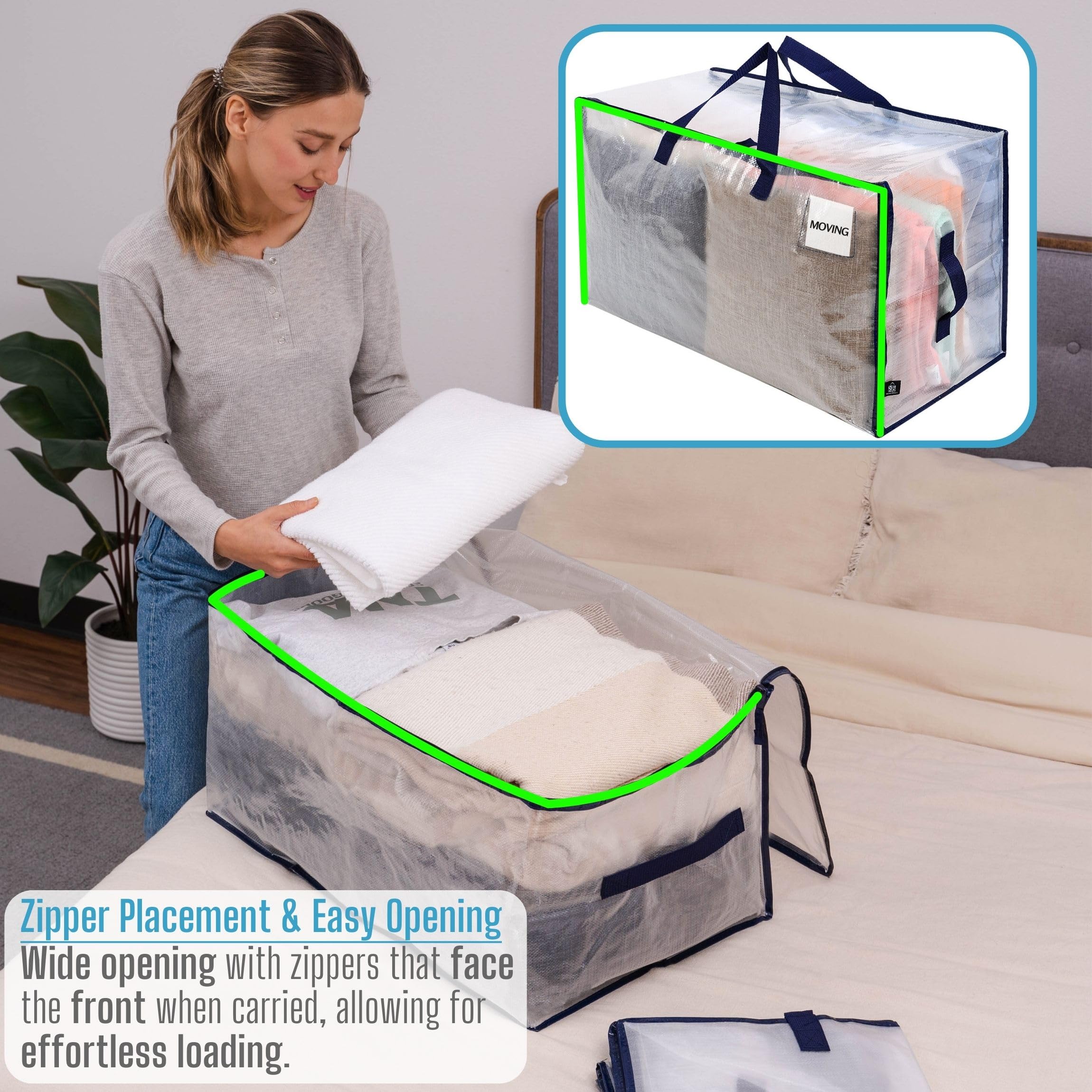 VENO 6 Pack Moving Bags, Moving Supplies, Moving Boxes, College Packing Storage Boxes with Lids Alternative, Heavy Duty Dorm Org
