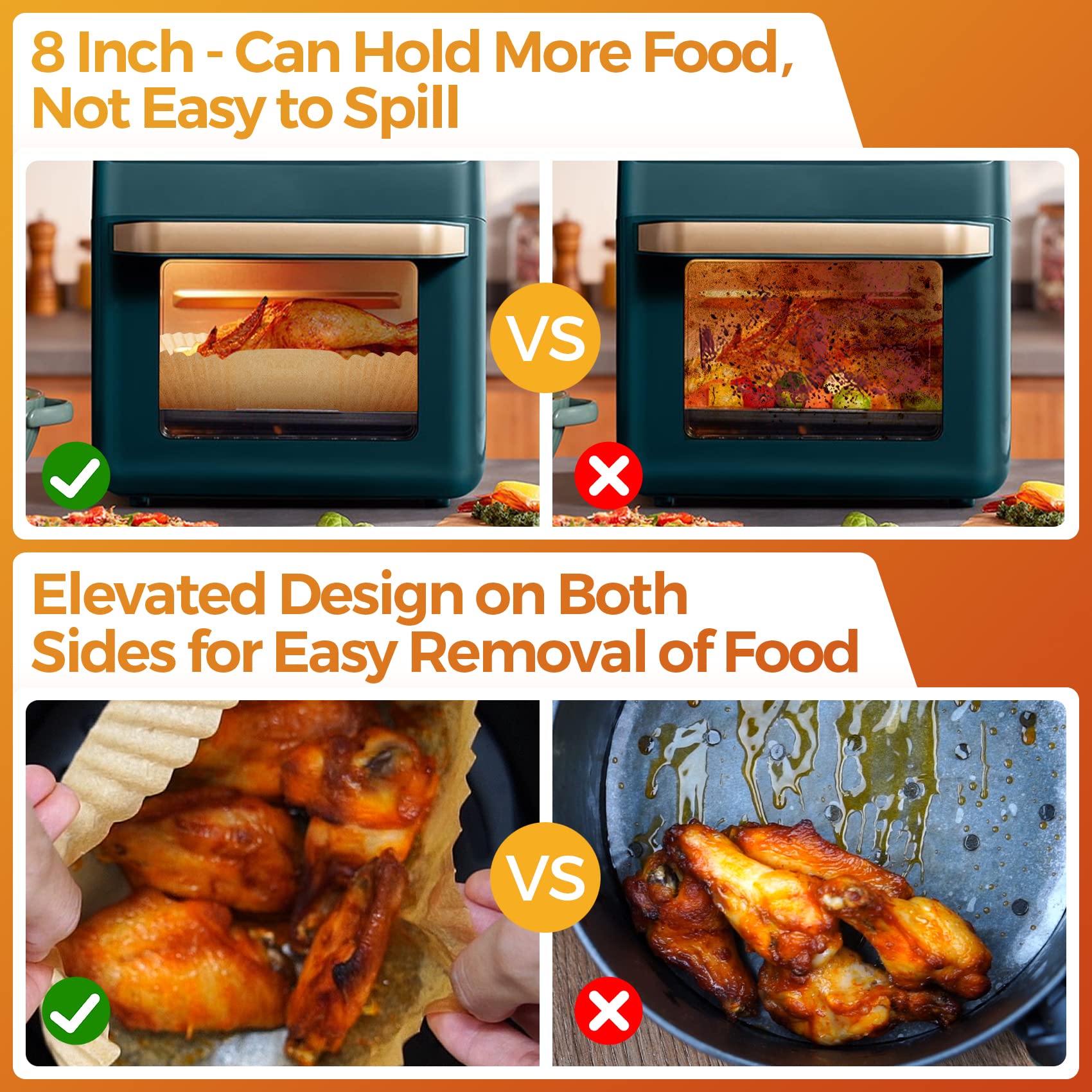 Air Fryer Paper Liners:100Pcs Parchment Paper, 8'' Air Fryer Disposable Paper Liner For Microwave, Non-Stick Square Air Fryer Ba