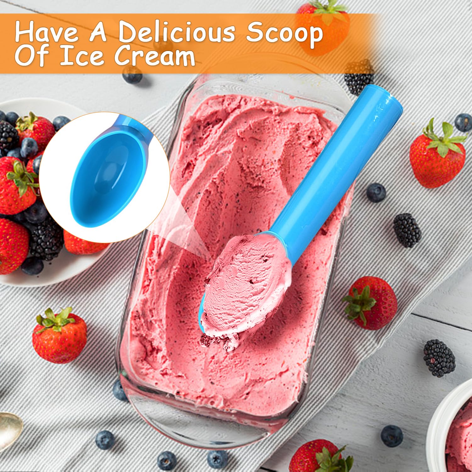 8 Pack Plastic Ice Cream Scoop Nonstick Ice Cream Spoon With Comfort Handle For Ice Cream Fruit Yogurt Potato Meat Balls Rice Di