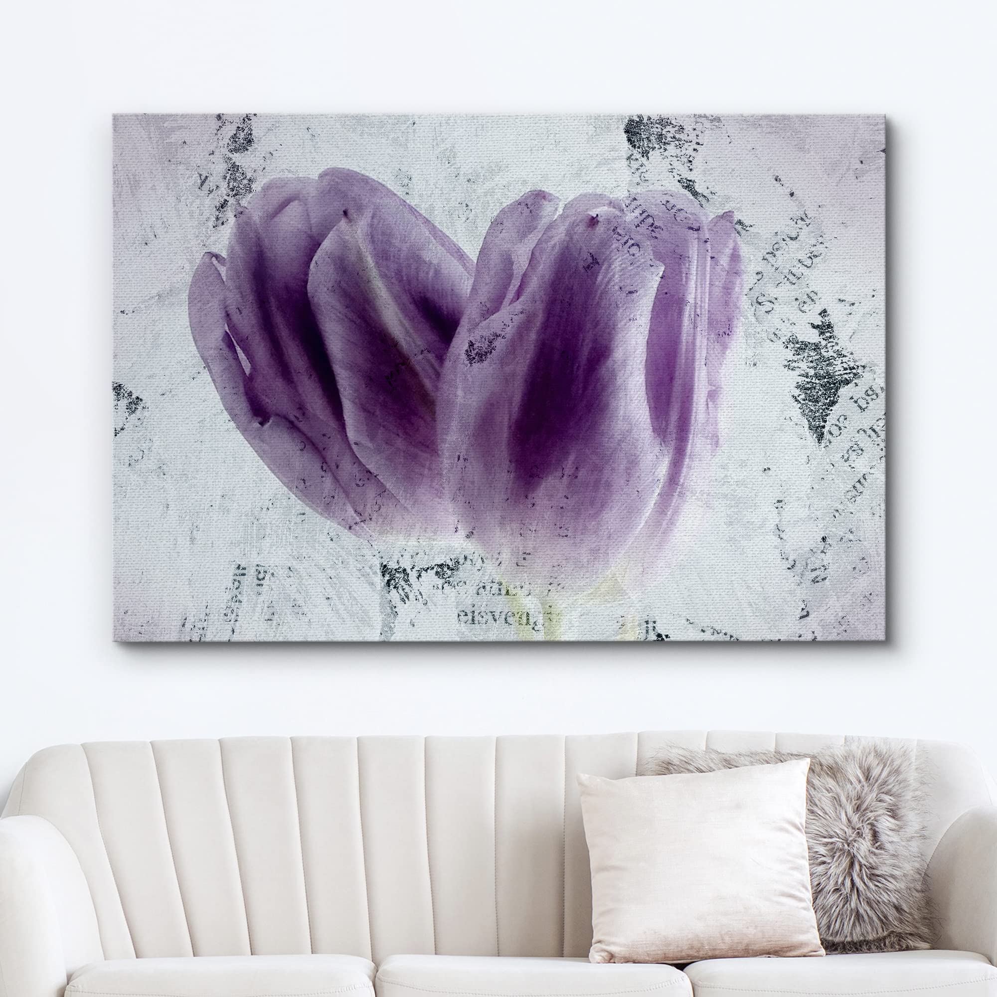 Wall26 - Canvas Wall Art - Two Purple Tulip Flower Petals - Gallery Wrap Modern Home Art | Ready To Hang - 24X36 Inches