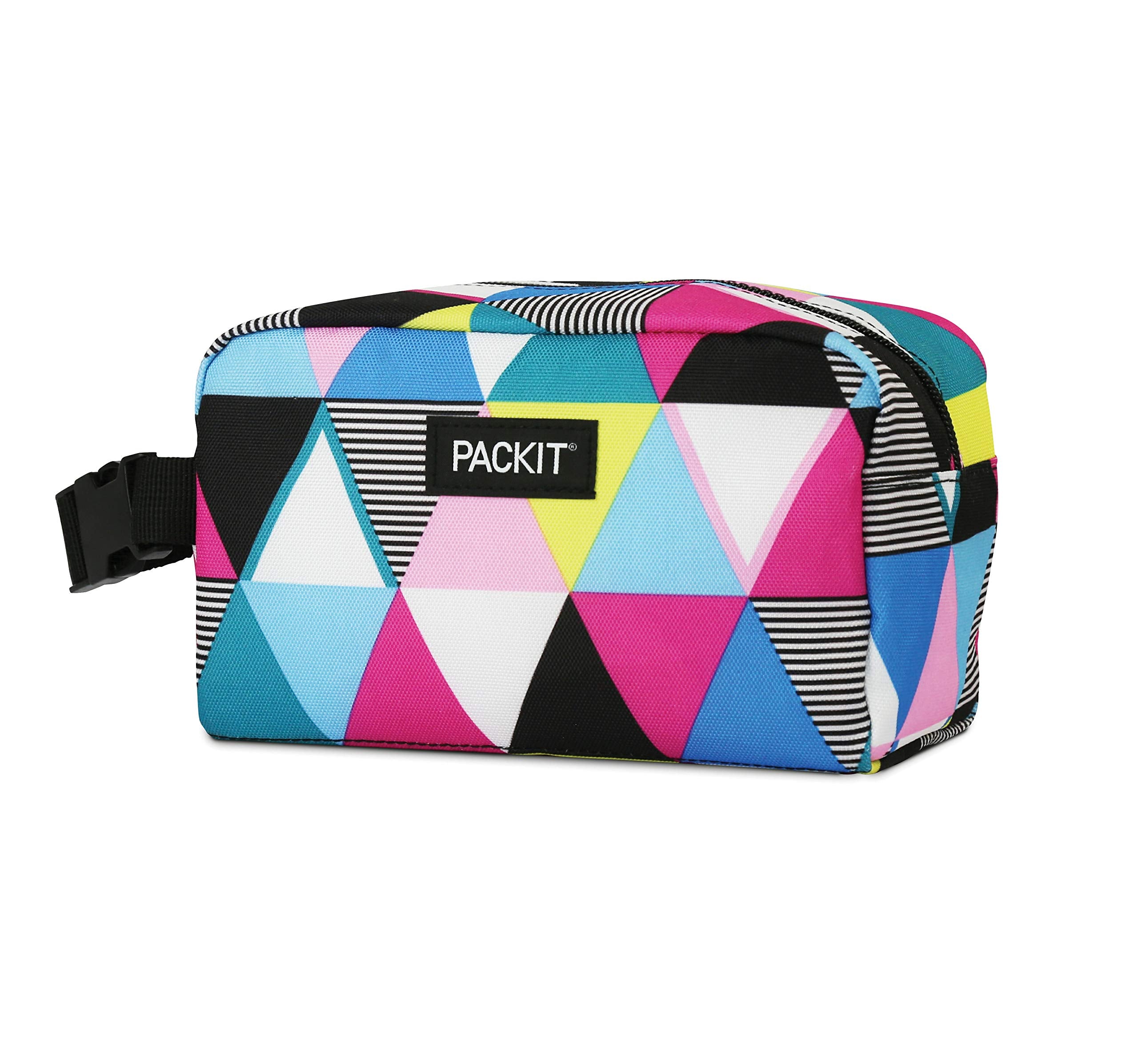 Packit Freezable Snack Box, Triangle Stripes, Built With Ecofreeze Technology, Collapsible, Reusable, Zip Closure With Buckle Ha