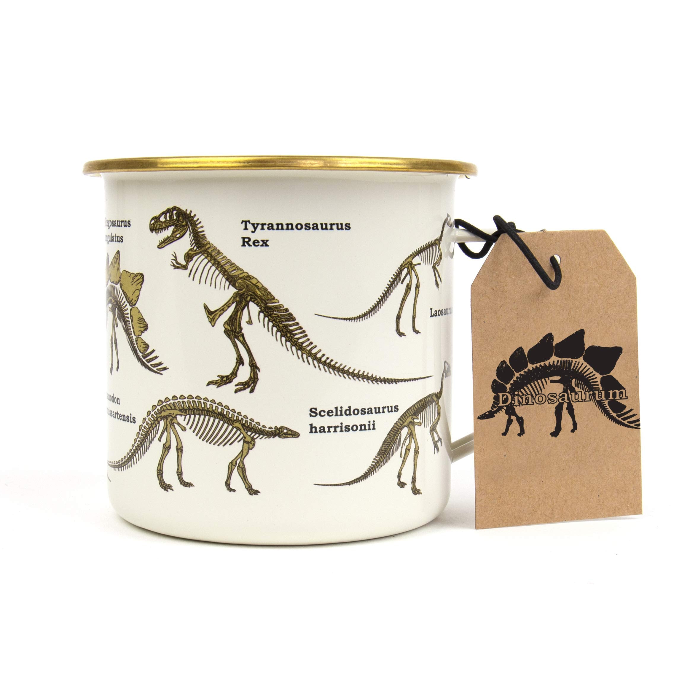 Gift Republic Dinosaur Enamel Outdoor Camping Mug Large Metal Coffee Cup Soup Hot Chocolate Campfire Mug Jurassic T-Rex Dino Des