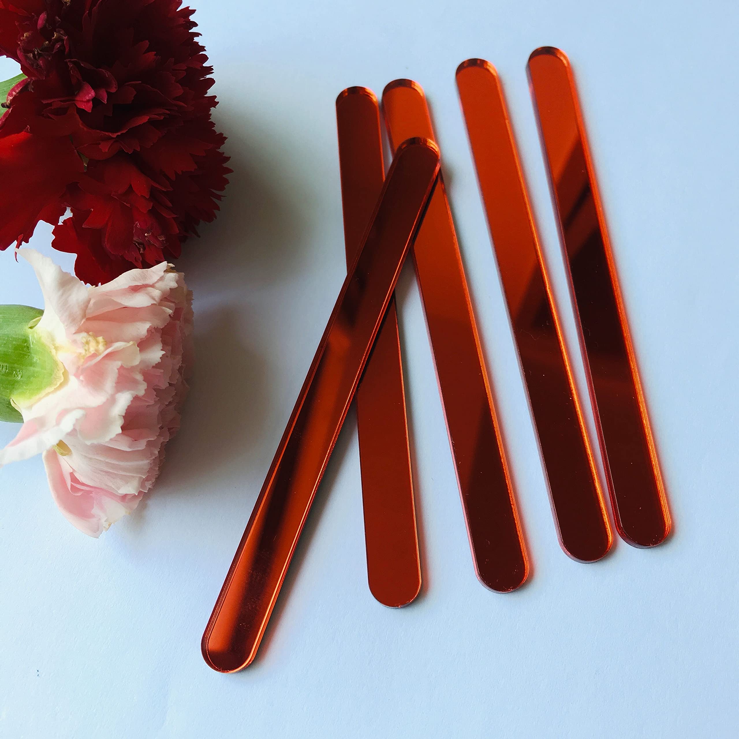 Nuorui 30 Pcs Reusable Acrylic Cakesicle Sticks, Mirror Popsicle Sticks For Party Favors (Red Mirror)