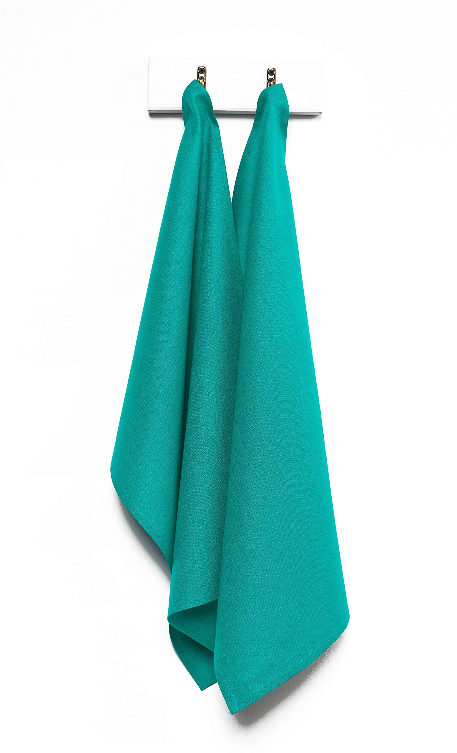 Solino Home Linen Kitchen Towels Set Of 2 - Teal 17 X 26 Inch - 100% Pure Linen Kitchen/Tea Towels - Machine Washable And Handcr