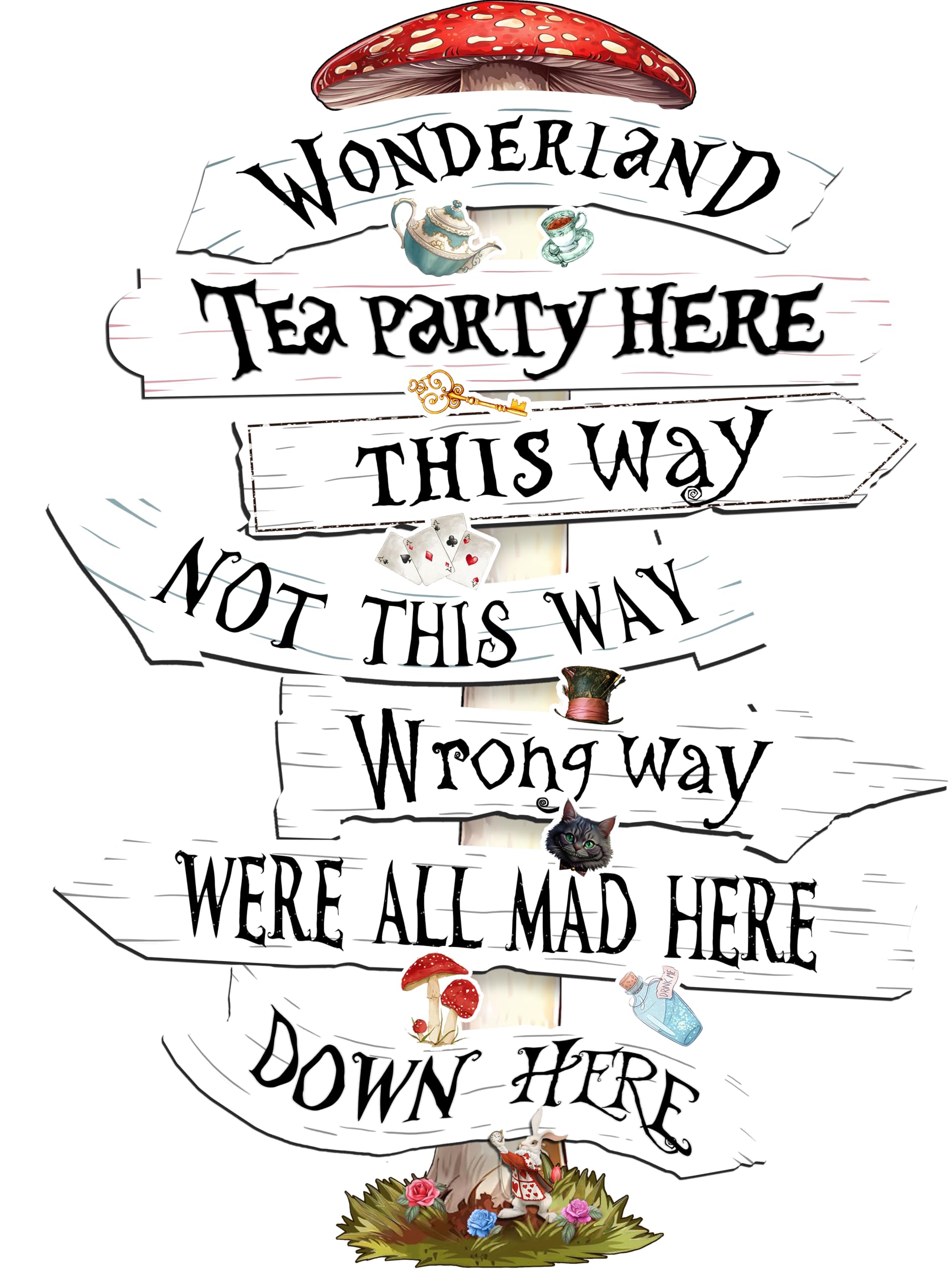 Welcome To Wonderland Directional Arrows Sign,16x12,Wonderland Party Decorations,Kids Room Decor For Girls