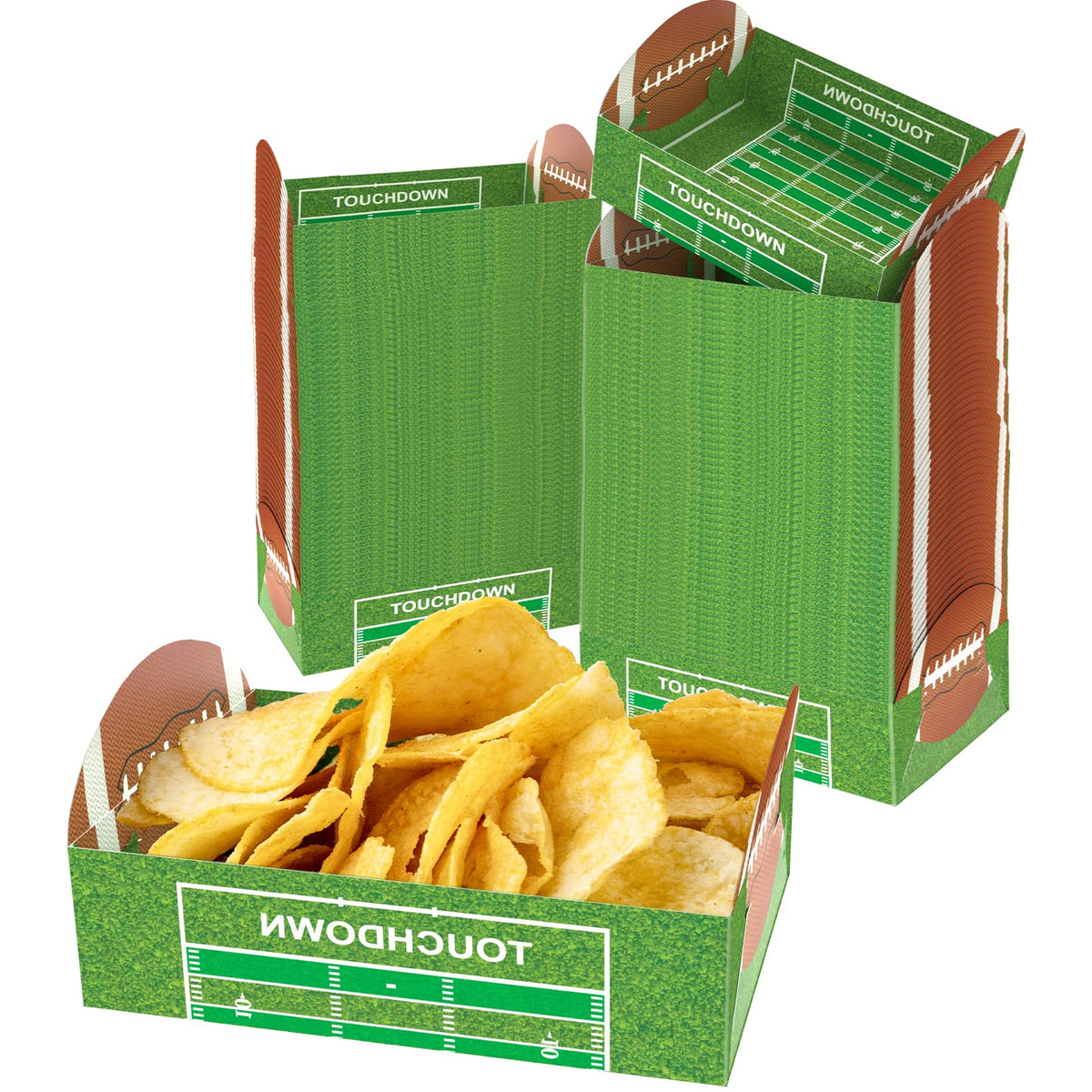 100 Pack Football Party Paper Food Trays, Football Party Disposable Food Serving Paper, Football Party Food Boats Hot Dog Trays