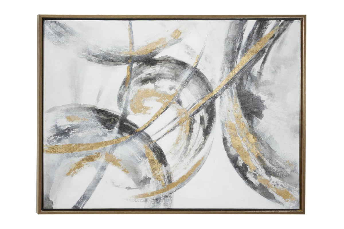 Deco 79 Cosmoliving By Cosmopolitan Canvas Abstract Framed Wall Art With Gold Frame, 40'' X 2'' X 30'', Gold