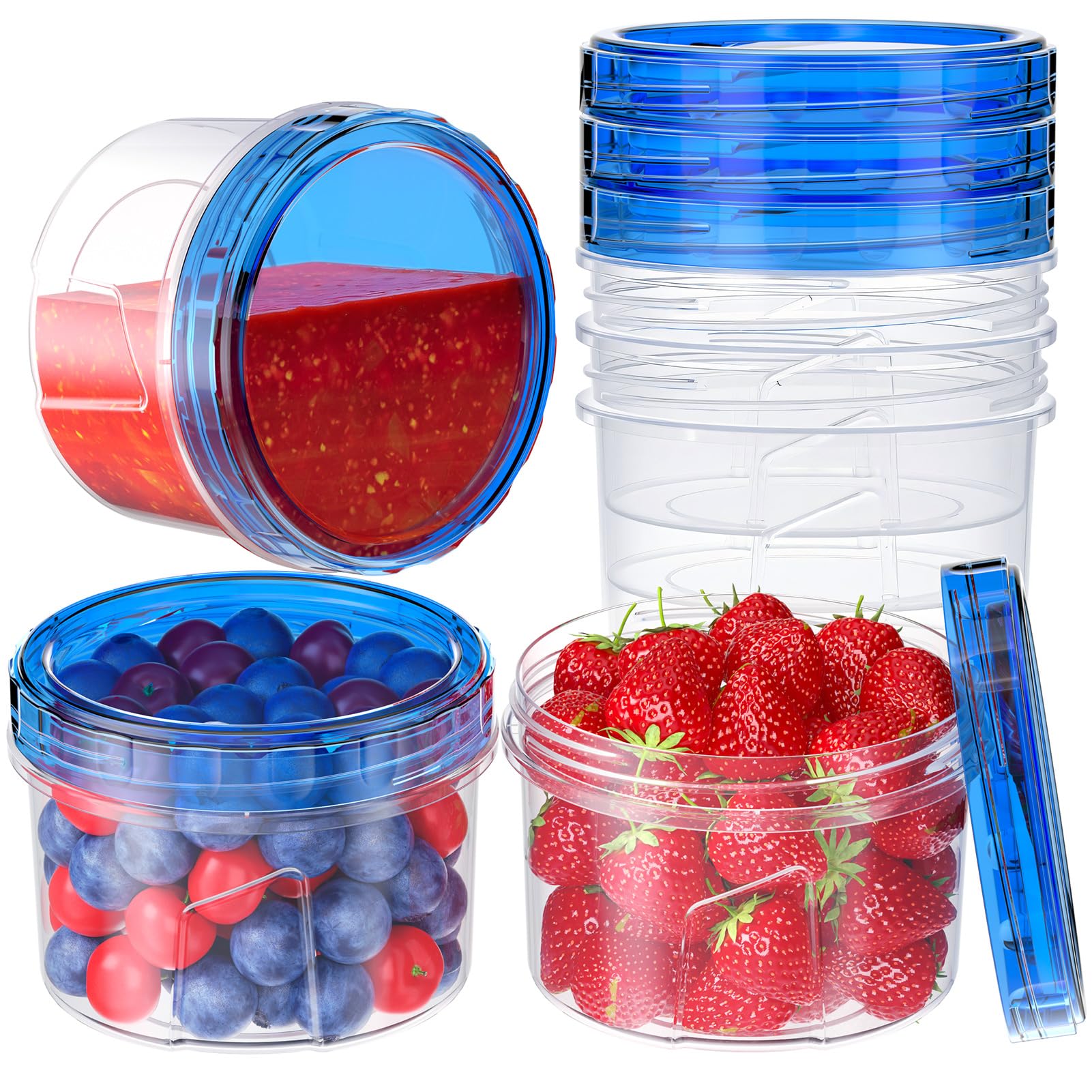 Winproper 6 Pack-16 OZ Freezer Storage Containers, Small Plastic Containers with Twist Top Lids, Round Food Storage Containers, 