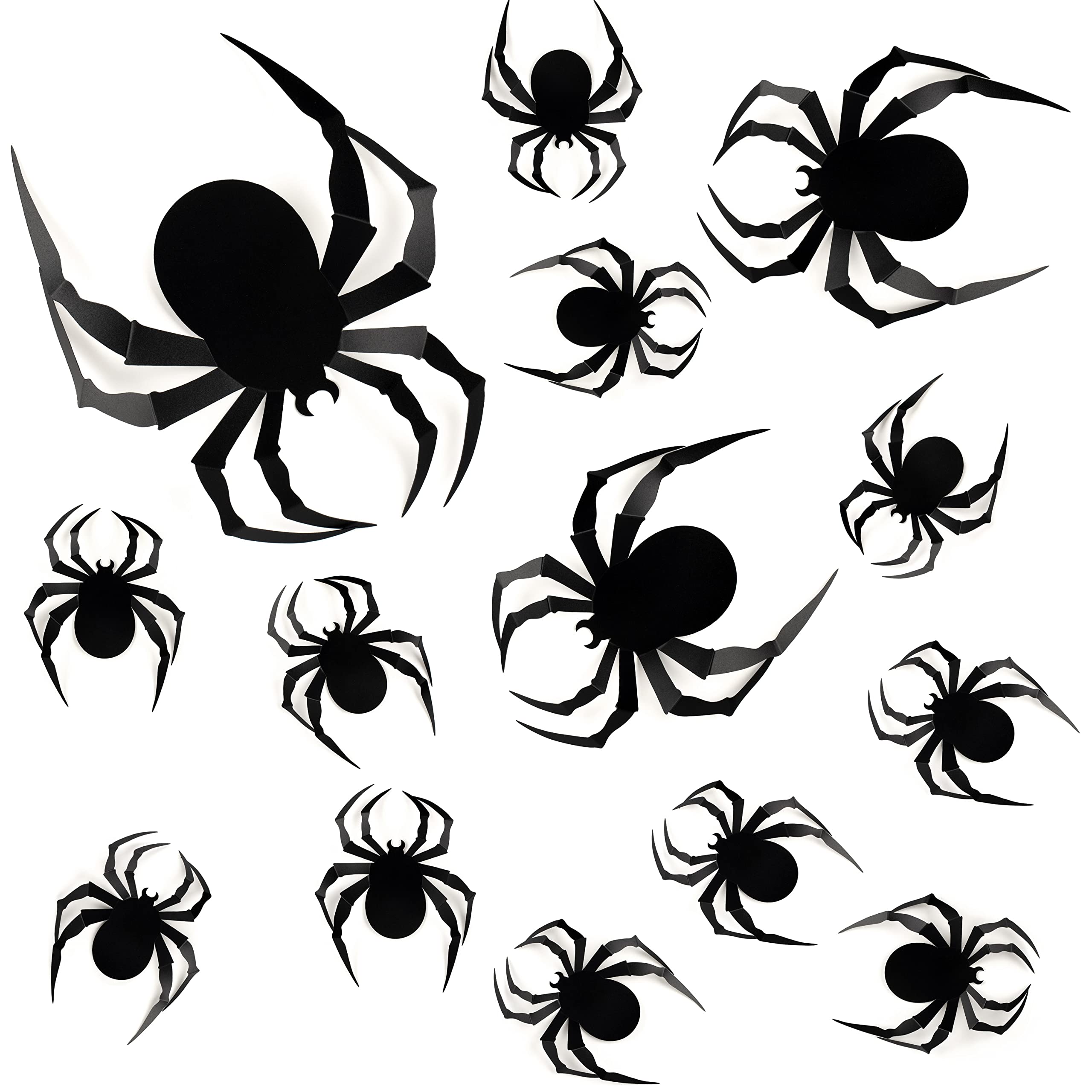 Coogam 60 Pcs Halloween 3D Spiders Decoration, Scary Realistic Black Spider Sticker Diy Windows Wall Decal For Home Decor Bathro