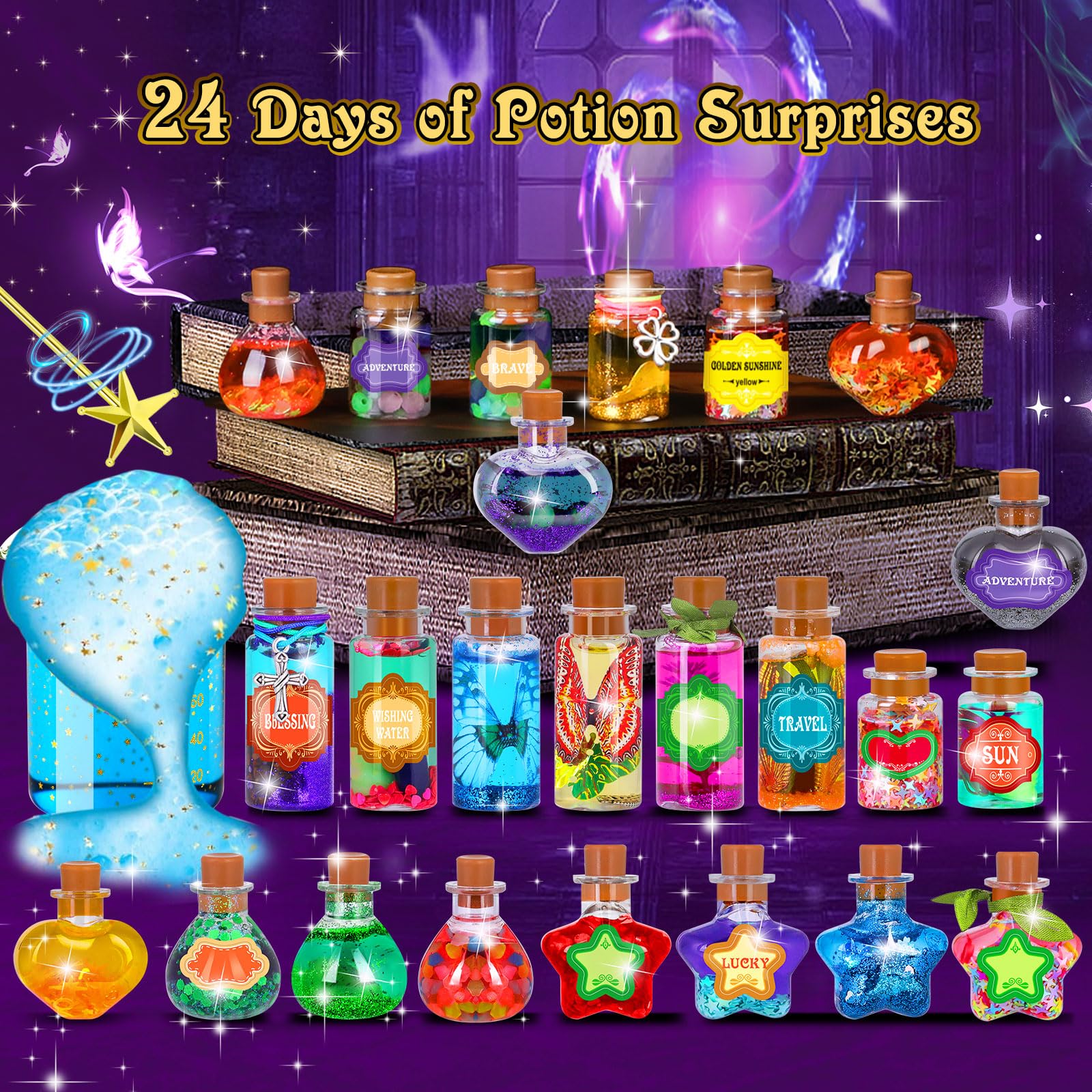 Advent Calendar 2025 for Girls - 24 Days Magic DIY Potion Kit Christmas Countdown Calendar, Halloween Gifts Arts and Crafts Stoc