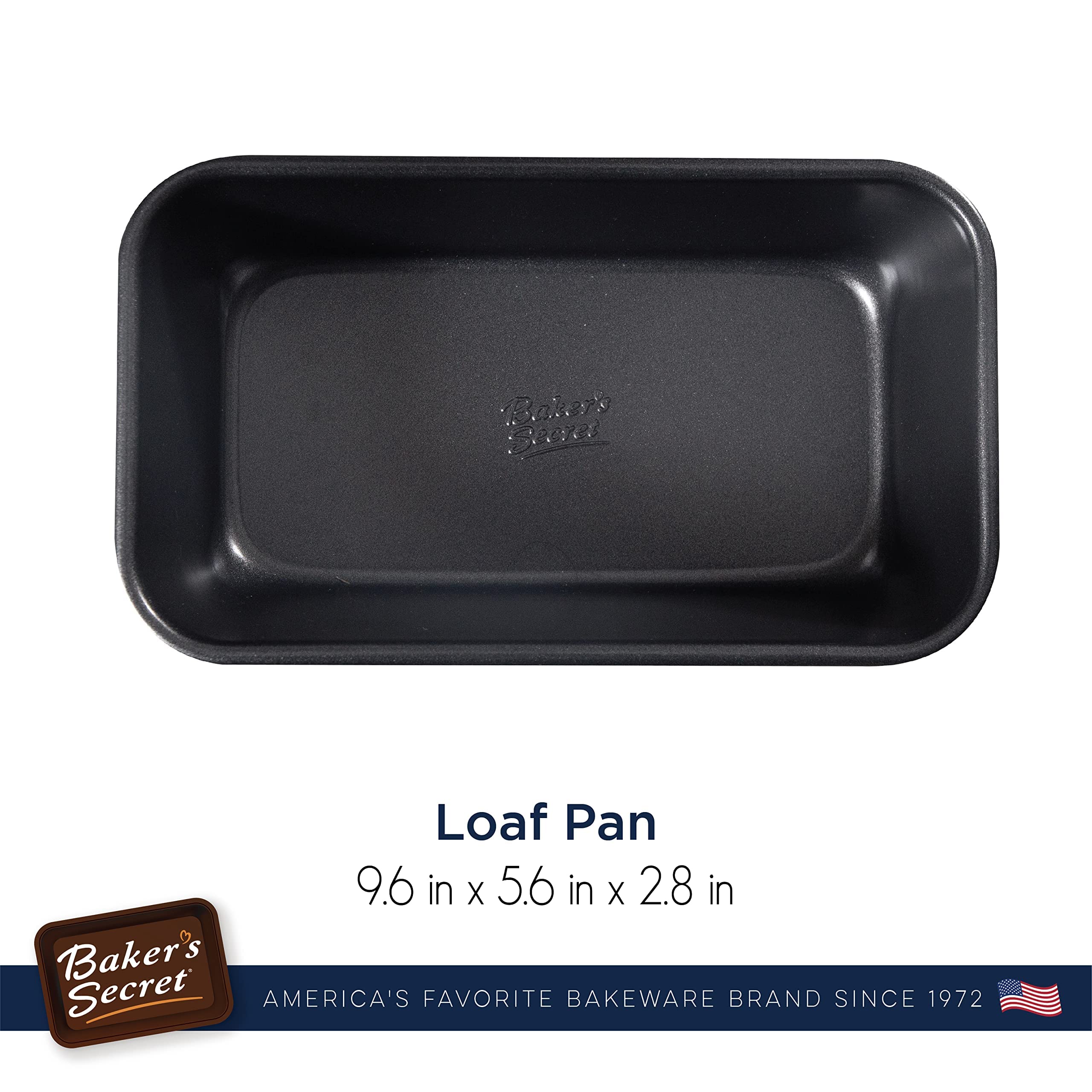 Baker's Secret Nonstick Loaf Pan, 9" x 5", Carbon Steel, Dark Gray, Model BS10072, Ideal for Meatloaf and Bread Baking
