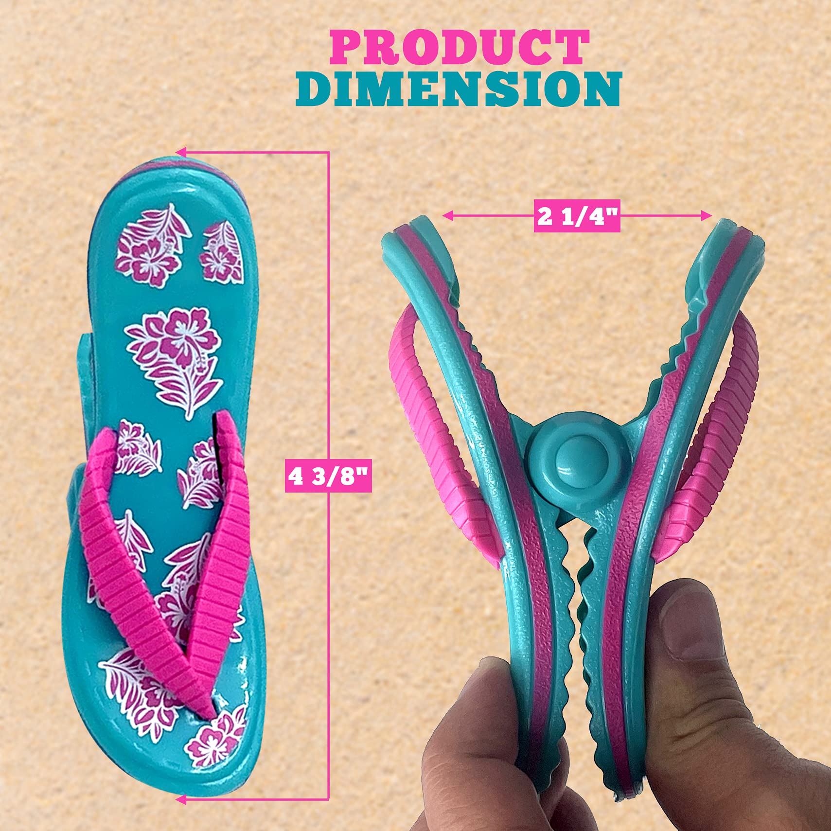 PERFORMORE Flip Flop Beach Towel Clips (Pink Strap)  Set of 2  Portable Towel Holder Clips  Secure Clips for Beach Chairs Deck Patio Pool Boat Cruise Lounge Chair Accessories